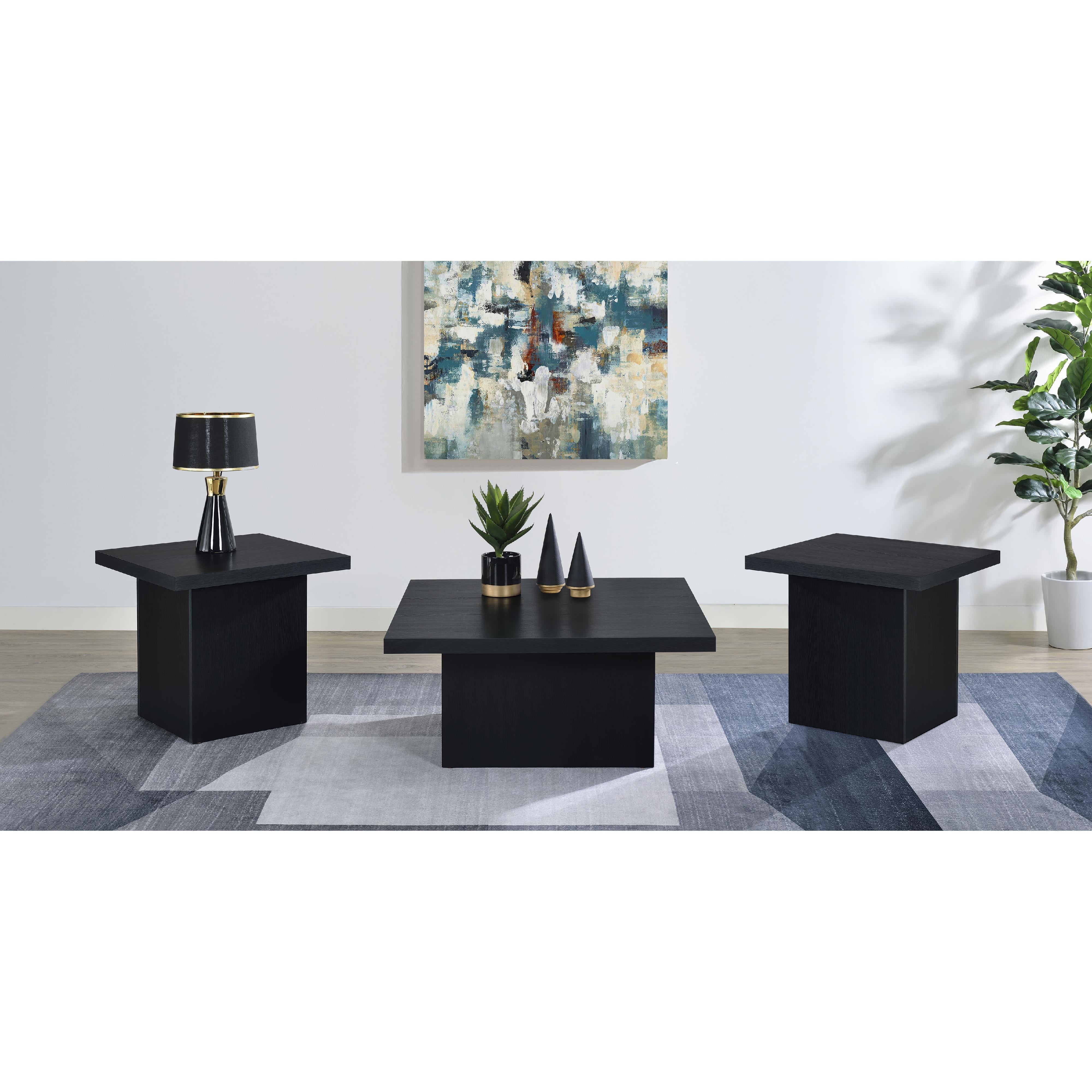  Coaster Furniture Devar 706408-S3 3-piece Square Cocktail Coffee End Table Set - Black IMAGE 2