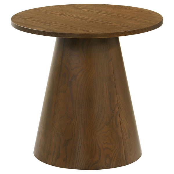Coaster Furniture Franklin 706437 Round Wood Pedestal End Table - Dark Brown