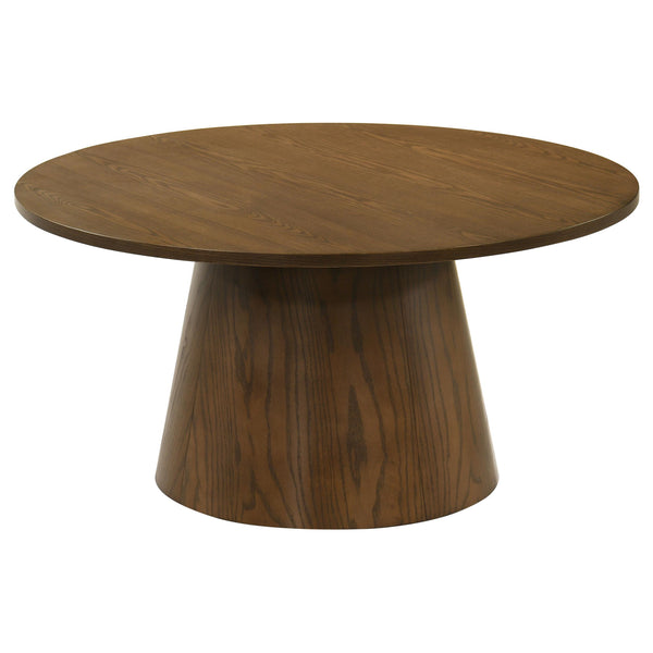 Coaster Furniture Franklin 706438 36-inch Round Pedestal Coffee Table - Dark Brown