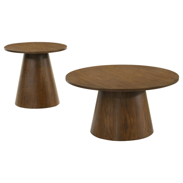 Coaster Furniture Franklin 706438-S2 2-piece Round Pedestal Coffee Table Set - Dark Brown