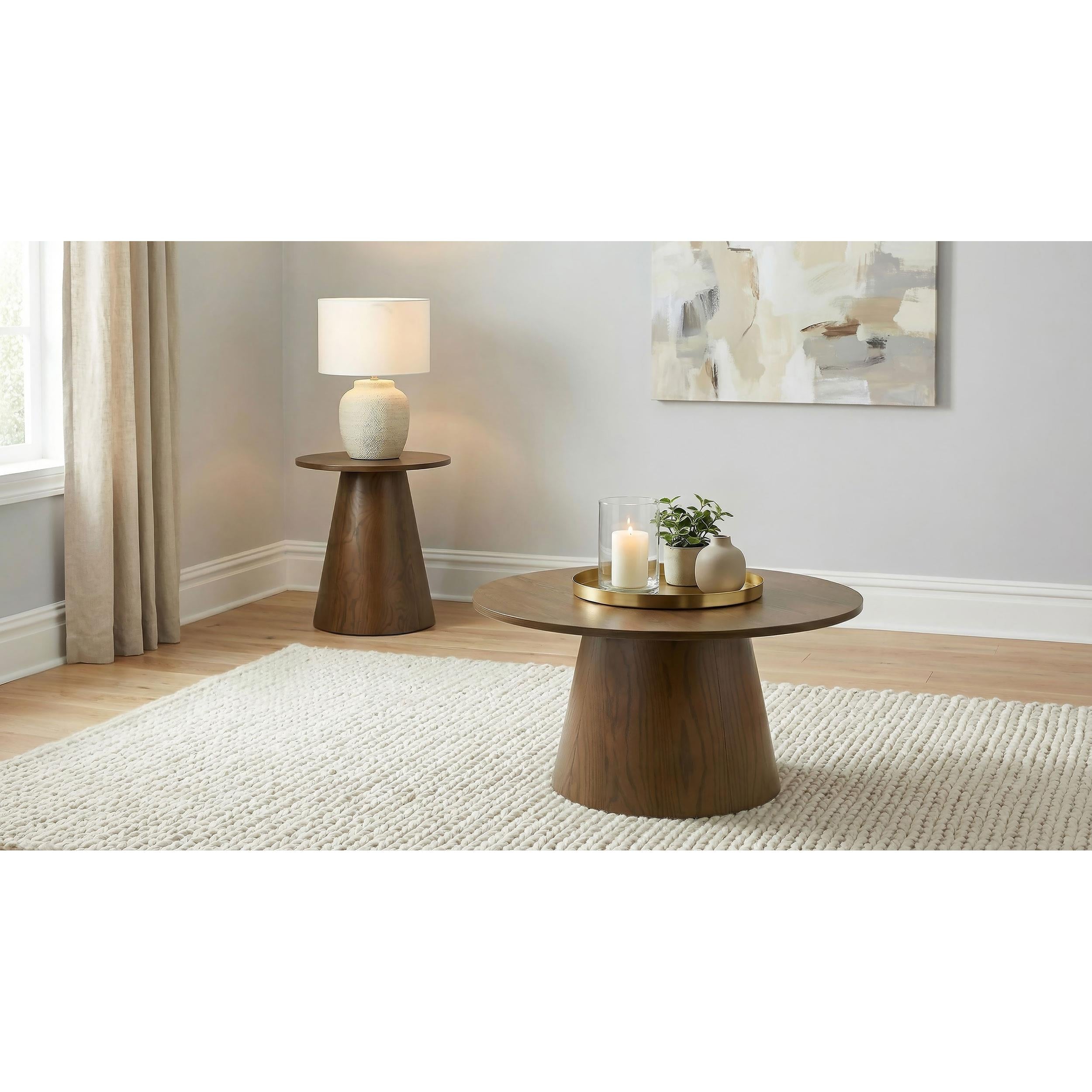  Coaster Furniture Franklin 706438-S2 2-piece Round Pedestal Coffee Table Set - Dark Brown IMAGE 2