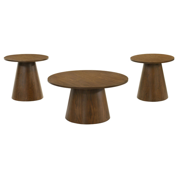 Coaster Furniture Franklin 706438-S3 3-piece Round Pedestal Coffee Table Set - Dark Brown