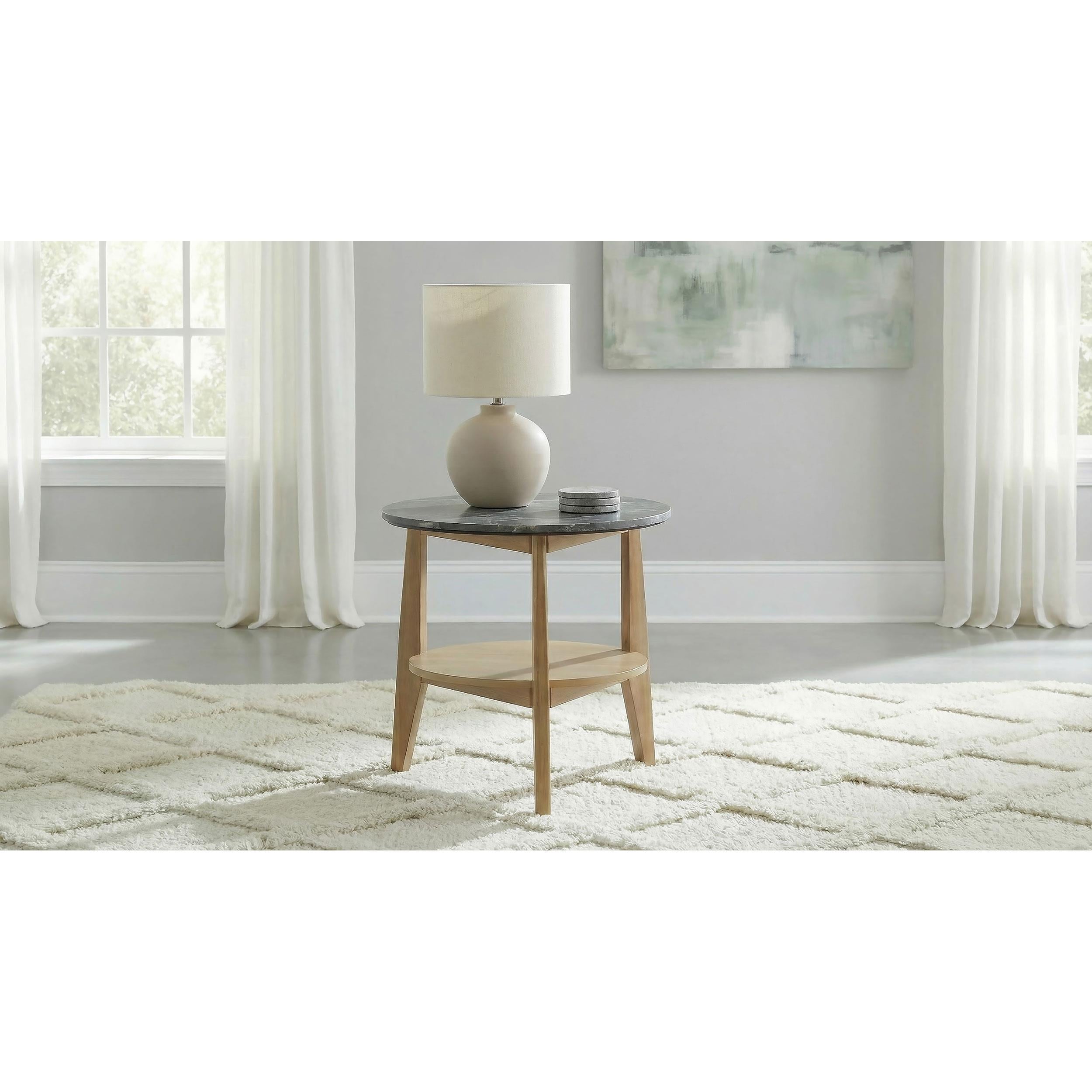  Coaster Furniture Bradley 706447 Round SmartTop Side Table - Grey/Natural IMAGE 4