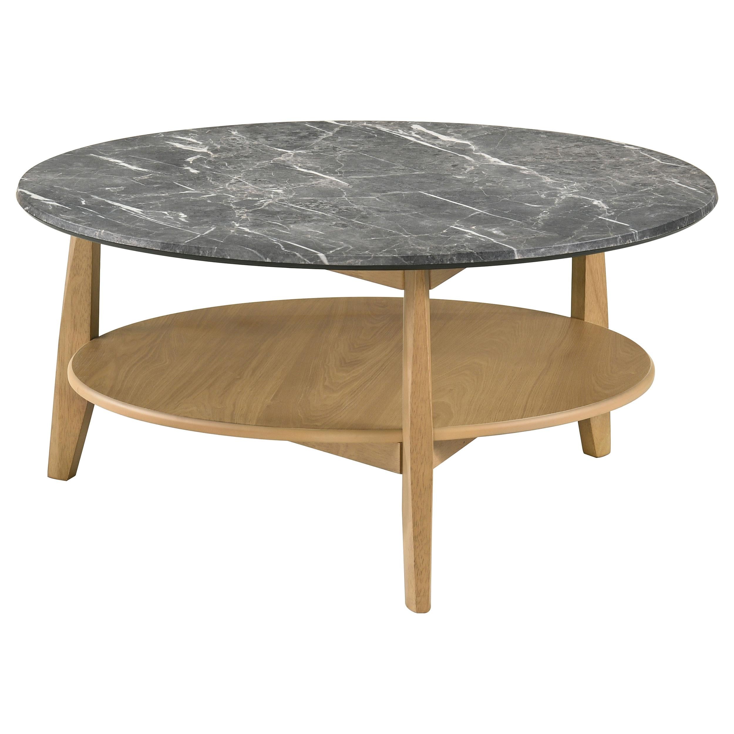  Coaster Furniture Bradley 706448 Round SmartTop Coffee Table - Grey/Natural IMAGE 1
