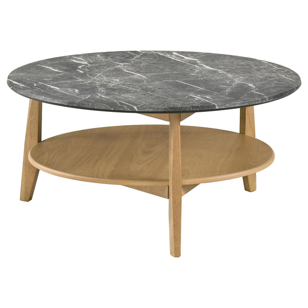Coaster Furniture Bradley 706448 Round SmartTop Coffee Table - Grey/Natural