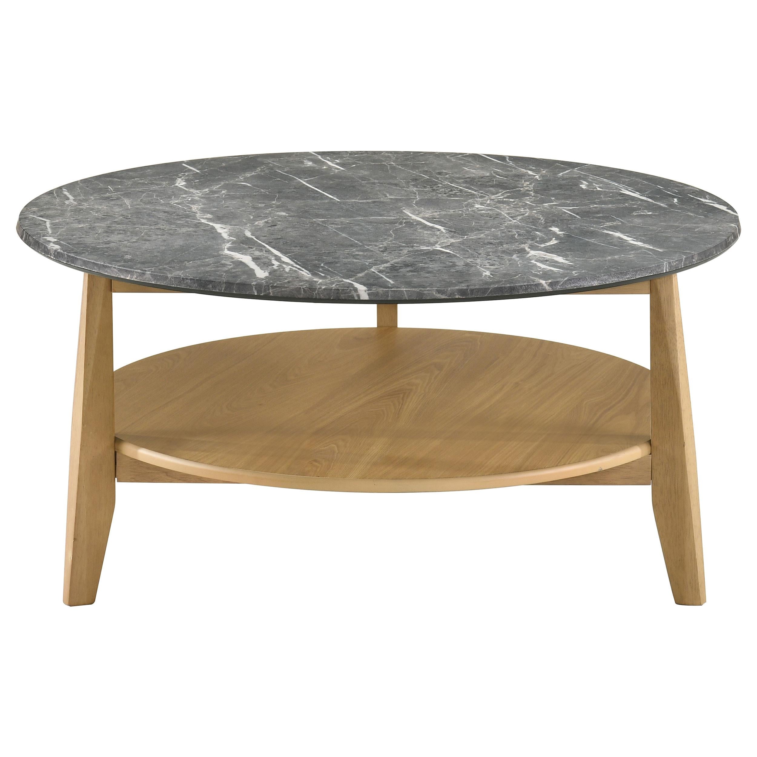  Coaster Furniture Bradley 706448 Round SmartTop Coffee Table - Grey/Natural IMAGE 2