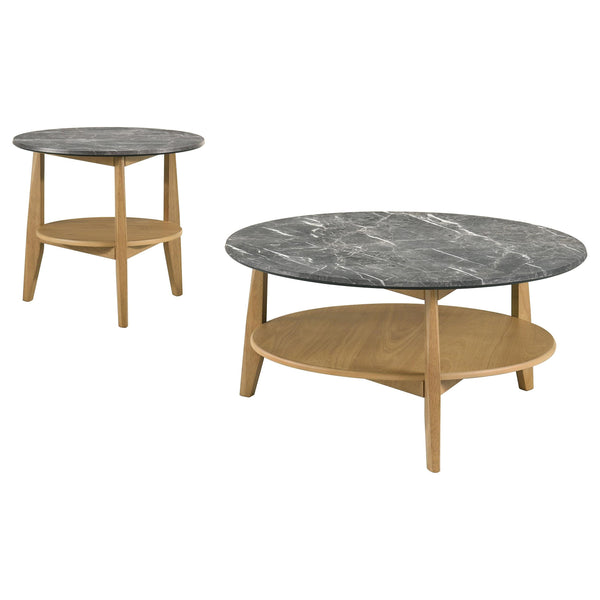 Coaster Furniture Bradley 706448-S2 2-Piece Round SmartTop Coffee Table Set - Grey/Natural