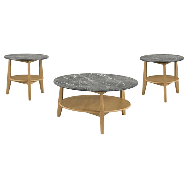 Coaster Furniture Bradley 706448-S3 3-Piece Round SmartTop Coffee Table Set - Grey/Natural