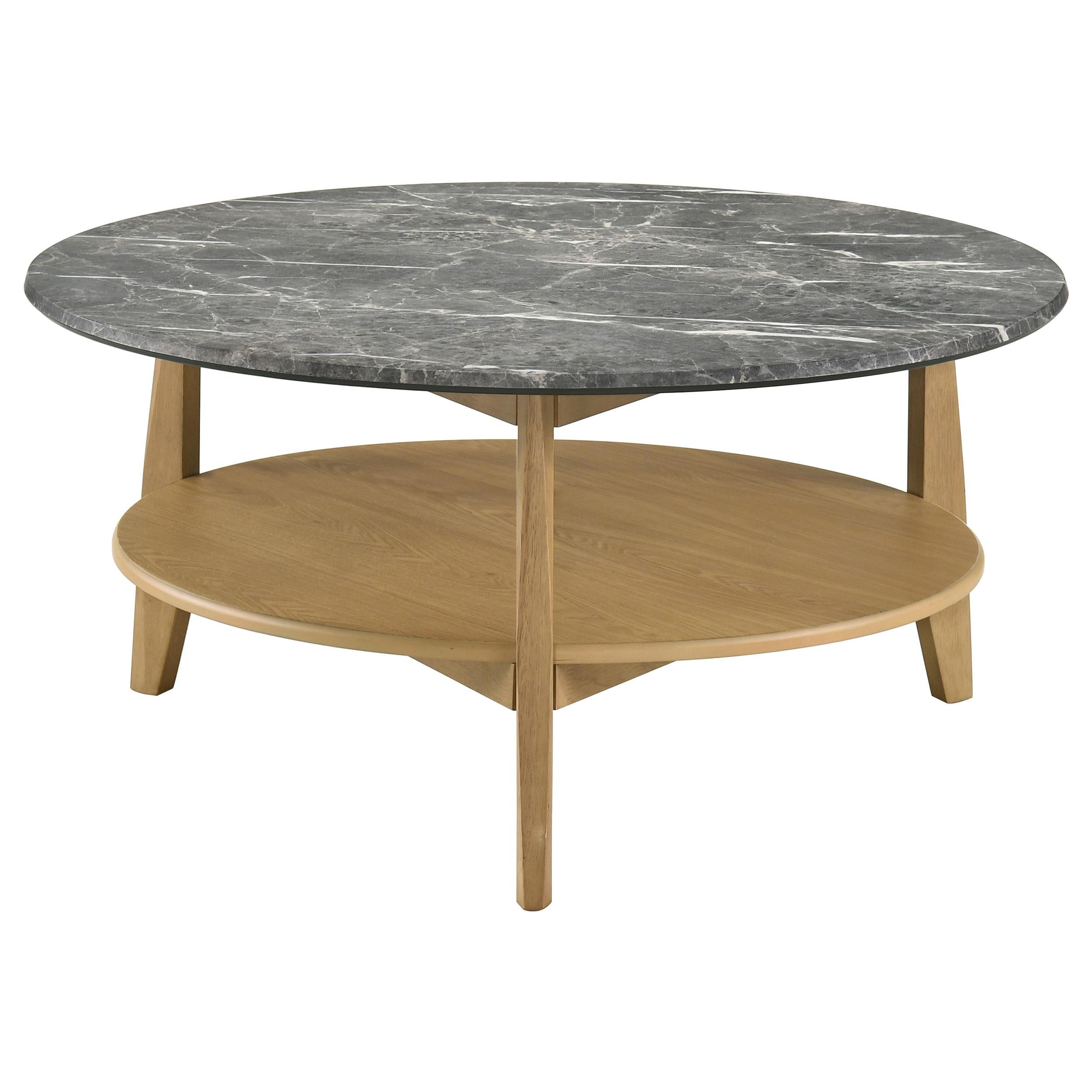  Coaster Furniture Bradley 706448-S3 3-Piece Round SmartTop Coffee Table Set - Grey/Natural IMAGE 5
