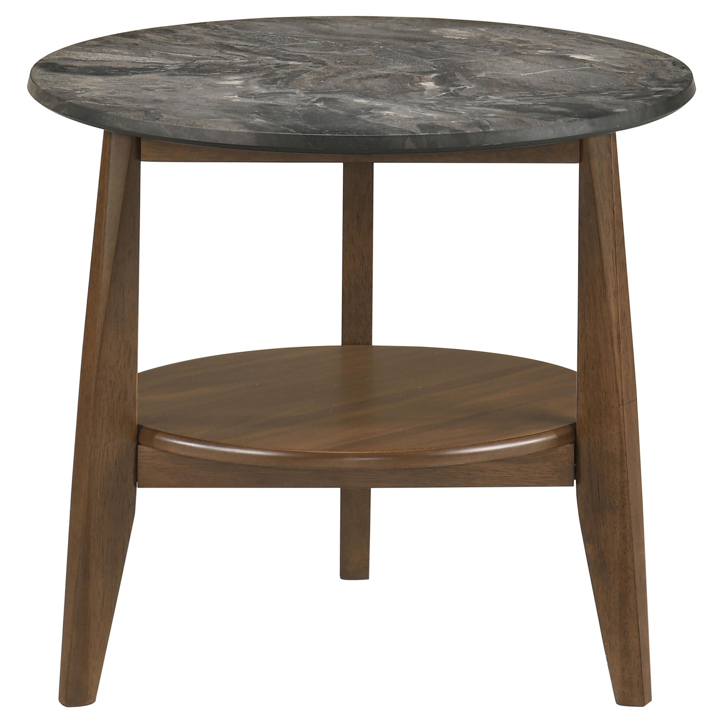  Coaster Furniture Bradley 706457 Round SmartTop Side Table - Smokey Grey/Dark Brown IMAGE 2