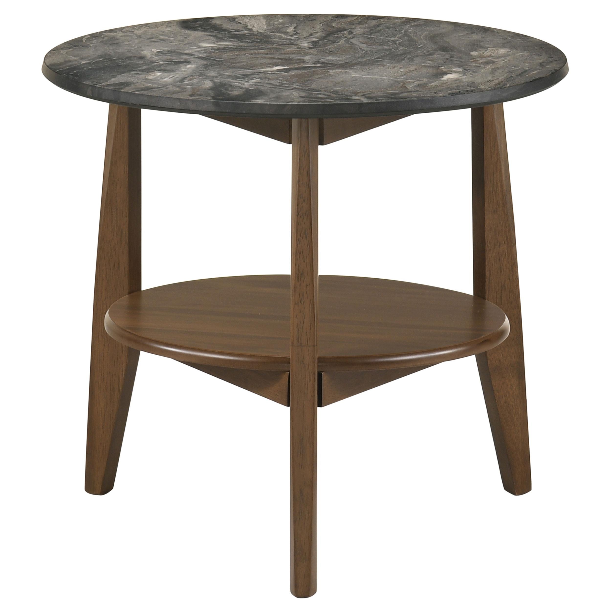  Coaster Furniture Bradley 706457 Round SmartTop Side Table - Smokey Grey/Dark Brown IMAGE 7