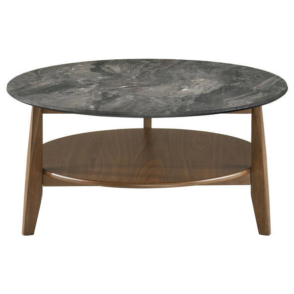 Coaster Furniture Bradley 706458 Round SmartTop Coffee Table - Smokey Grey/Brown