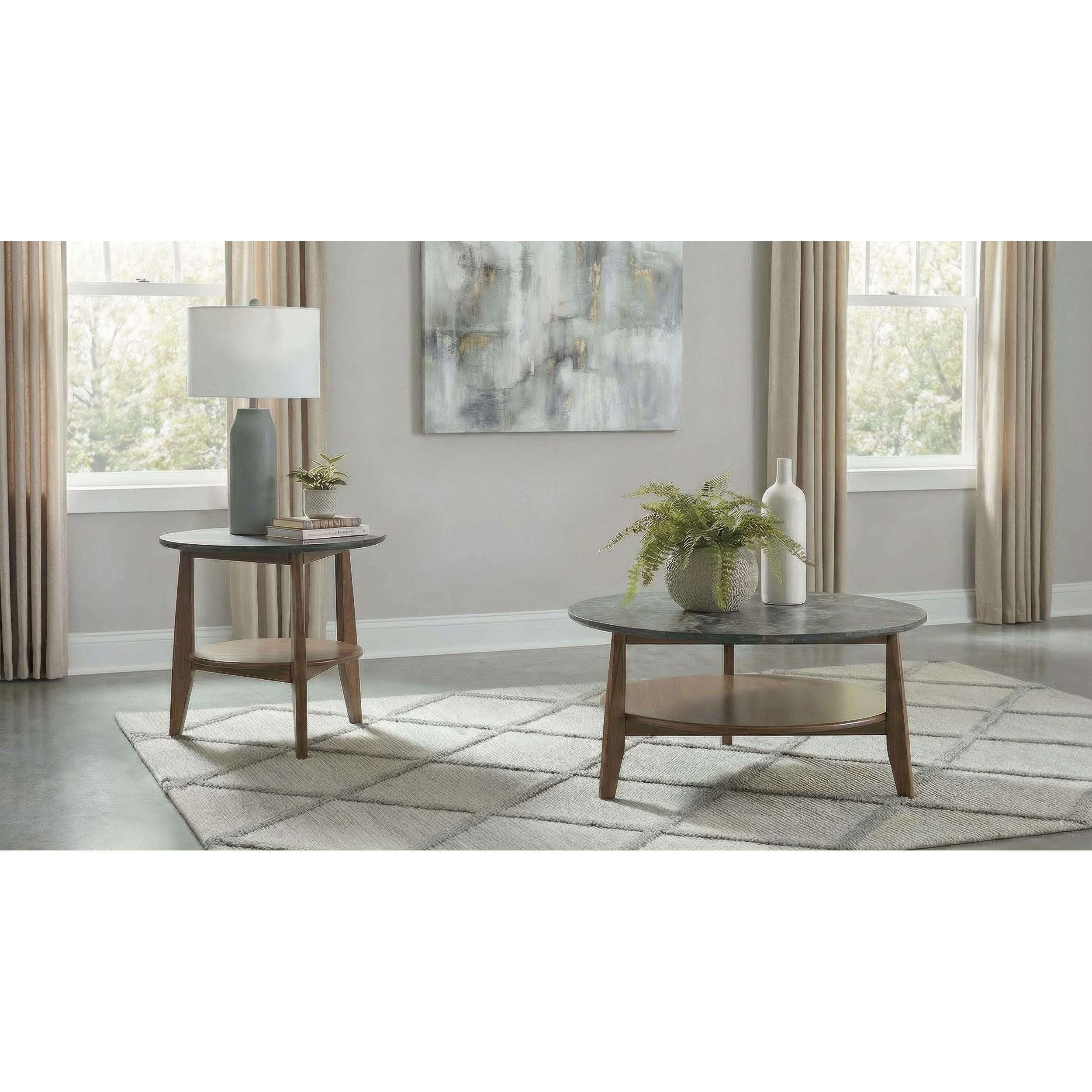  Coaster Furniture Bradley 706458 Round SmartTop Coffee Table - Smokey Grey/Brown IMAGE 10