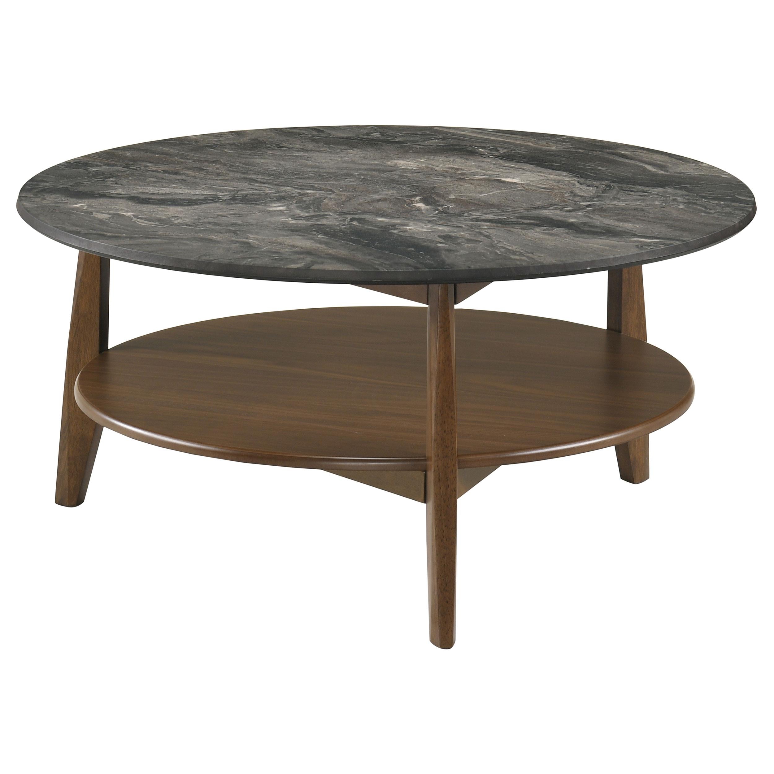  Coaster Furniture Bradley 706458-S2 2-Piece Round SmartTop Coffee Table Set Smokey and Brown - Smokey Grey/Brown IMAGE 3