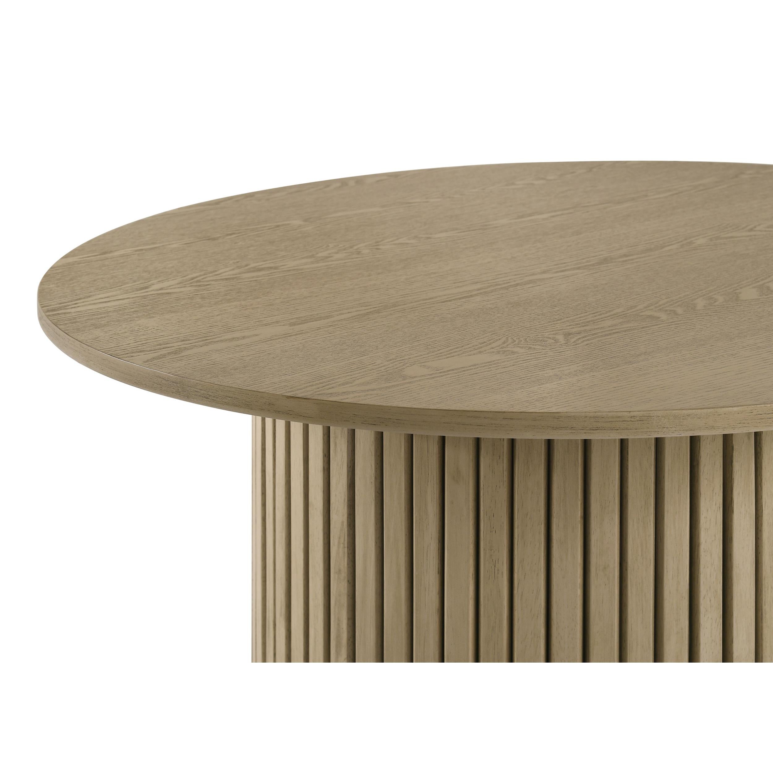  Coaster Furniture Hamlyn 706498-S2 2-piece Round Fluted Coffee and End Table Set - Natural Oak IMAGE 3