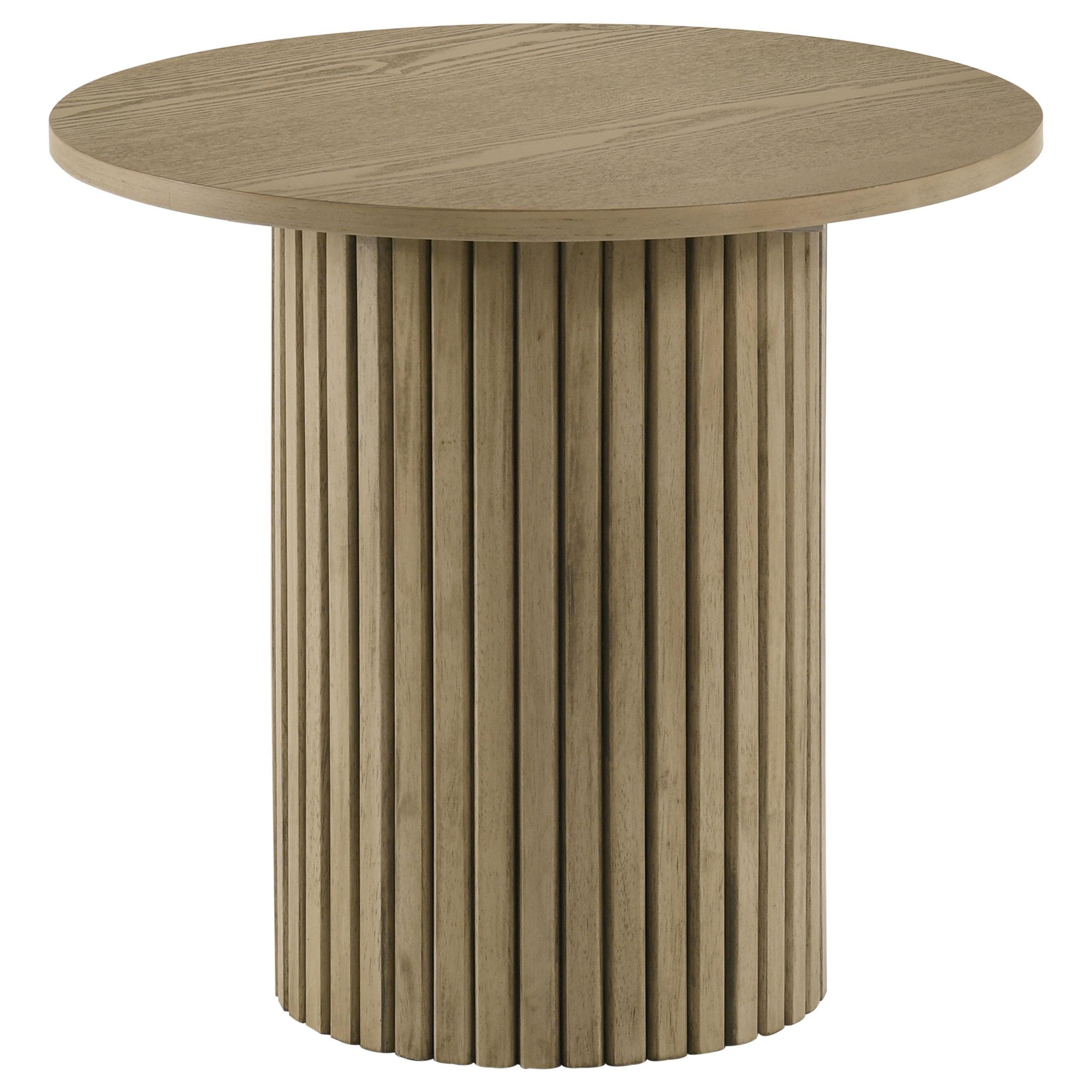  Coaster Furniture Hamlyn 706498-S2 2-piece Round Fluted Coffee and End Table Set - Natural Oak IMAGE 7