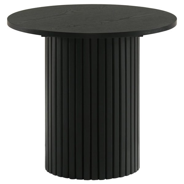 Coaster Furniture Hamlyn 706507 Round Fluted Occasional End Table - Black