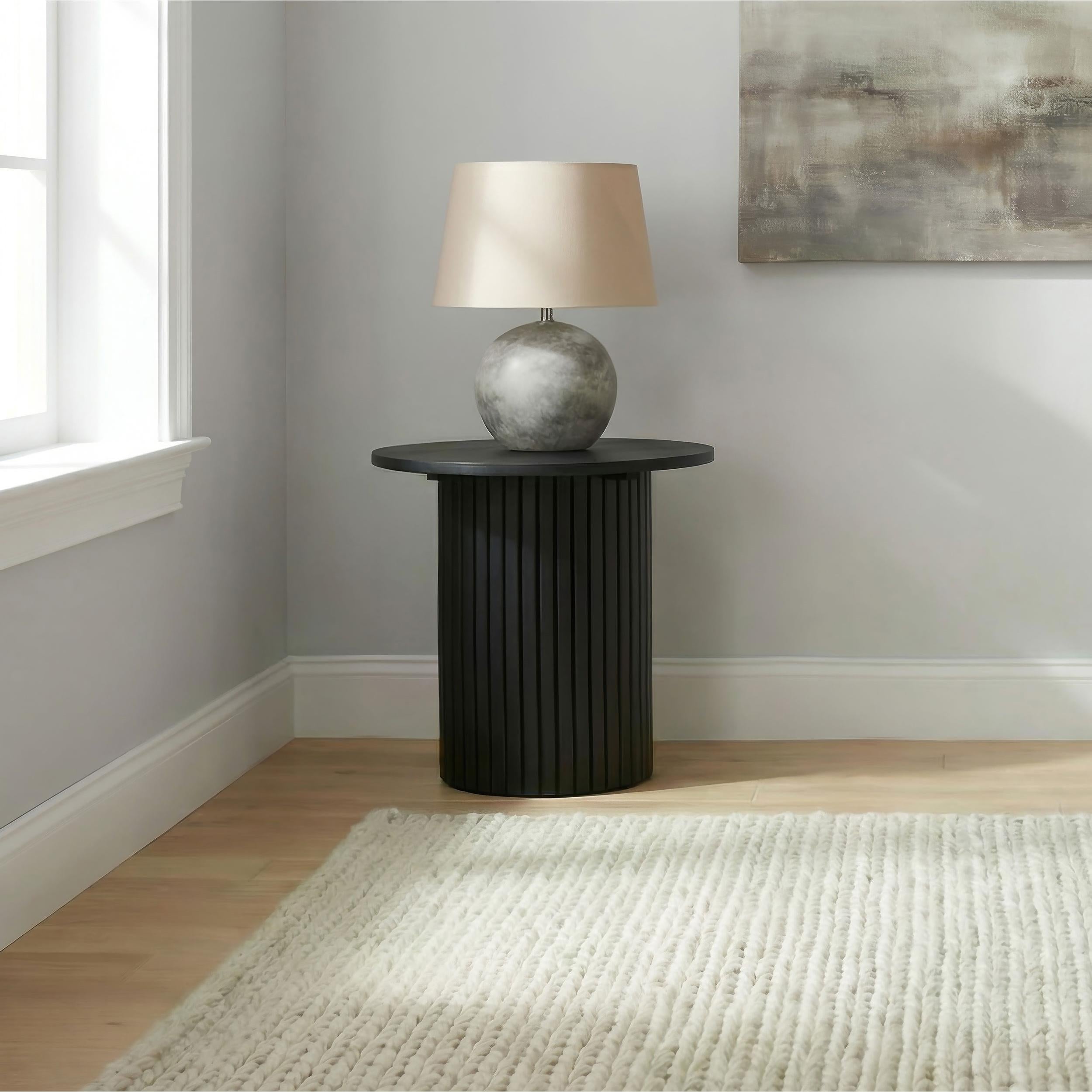  Coaster Furniture Hamlyn 706507 Round Fluted Occasional End Table - Black IMAGE 2