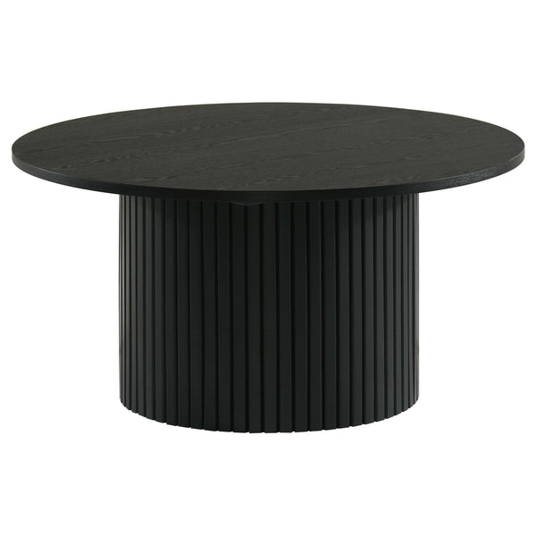 Coaster Furniture Hamlyn 706508 Round Fluted Occasional Coffee Table - Black