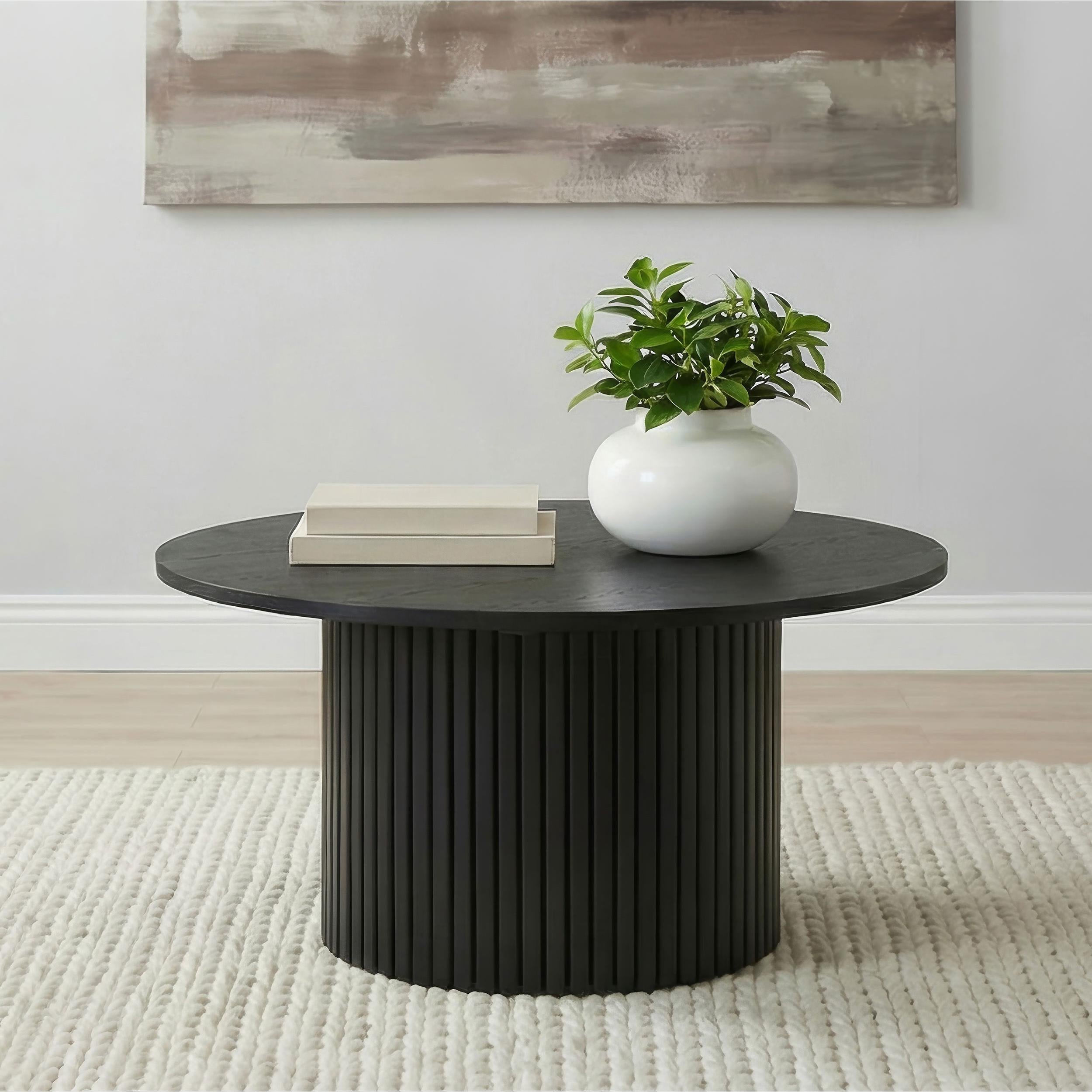  Coaster Furniture Hamlyn 706508 Round Fluted Occasional Coffee Table - Black IMAGE 2