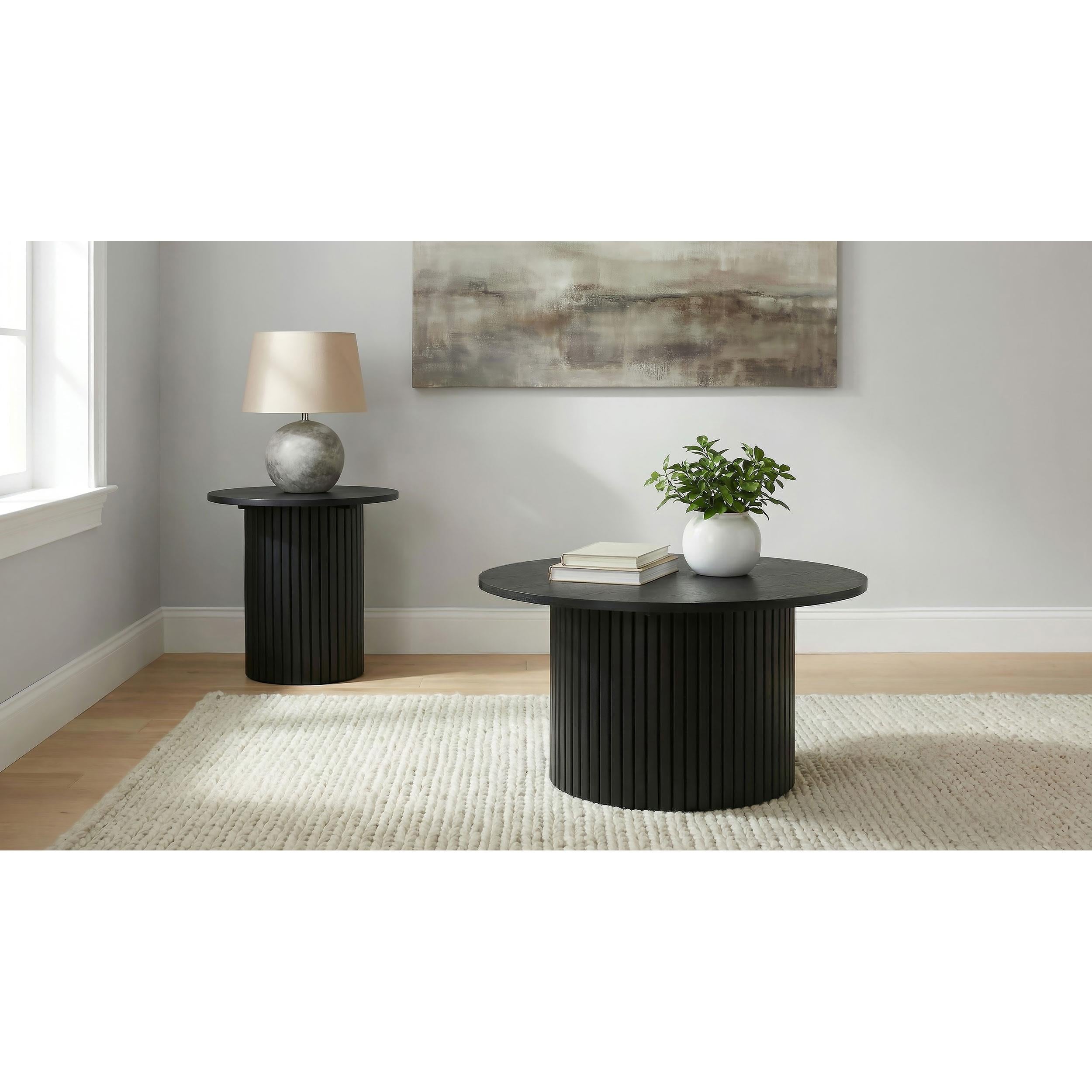  Coaster Furniture Hamlyn 706508 Round Fluted Occasional Coffee Table - Black IMAGE 3