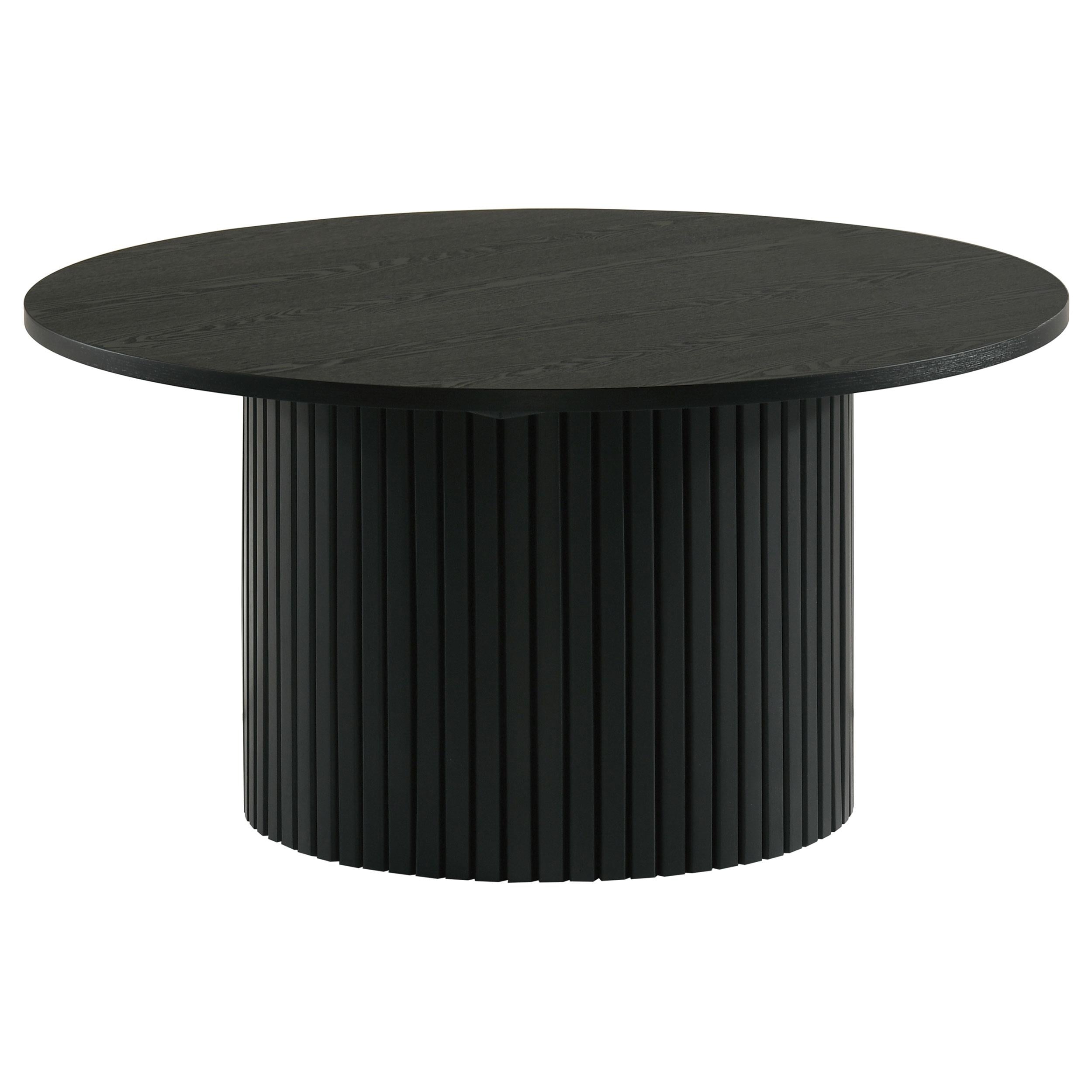  Coaster Furniture Hamlyn 706508-S2 2-piece Round Fluted Coffee and End Table Set - Black IMAGE 5