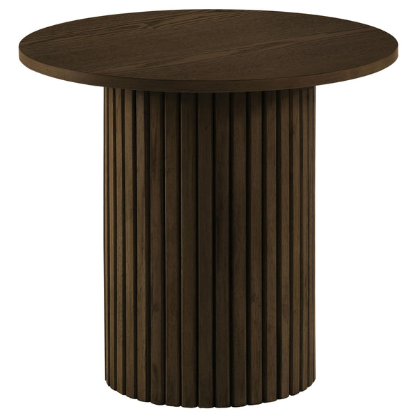 Coaster Furniture Hamlyn 706517 Round Fluted Occasional End Table - Walnut