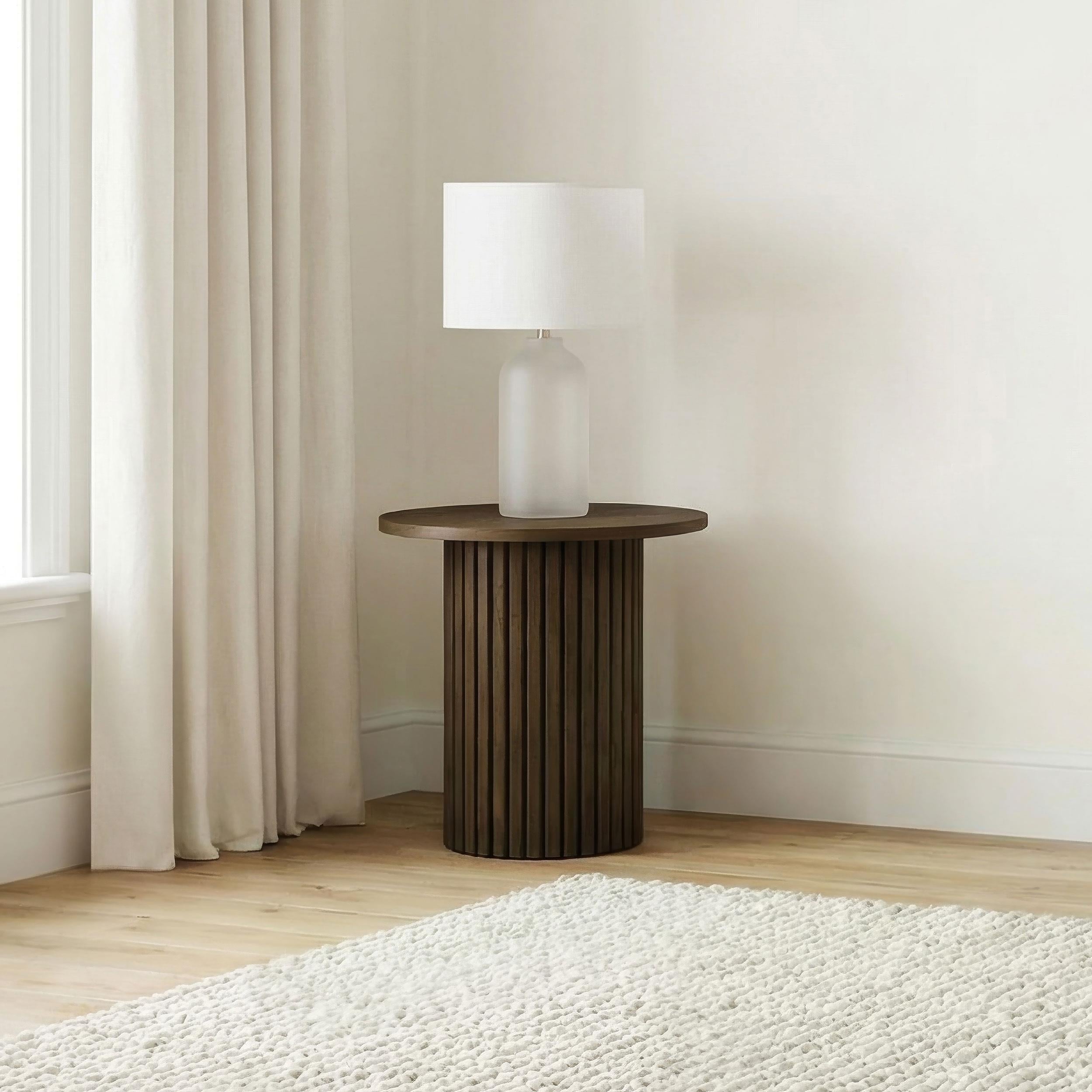  Coaster Furniture Hamlyn 706517 Round Fluted Occasional End Table - Walnut IMAGE 3