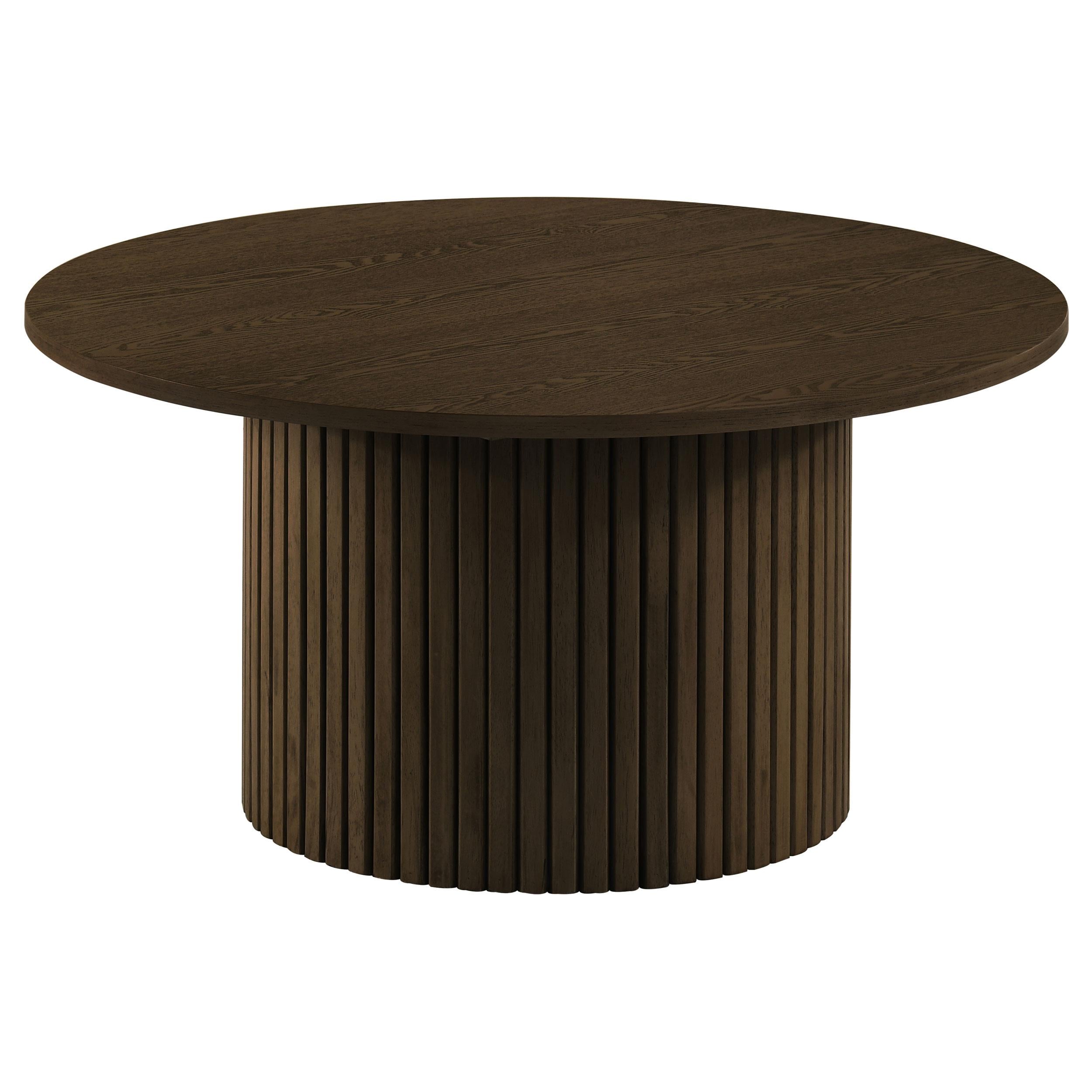  Coaster Furniture Hamlyn 706518 Round Fluted Occasional Coffee Table - Walnut IMAGE 1