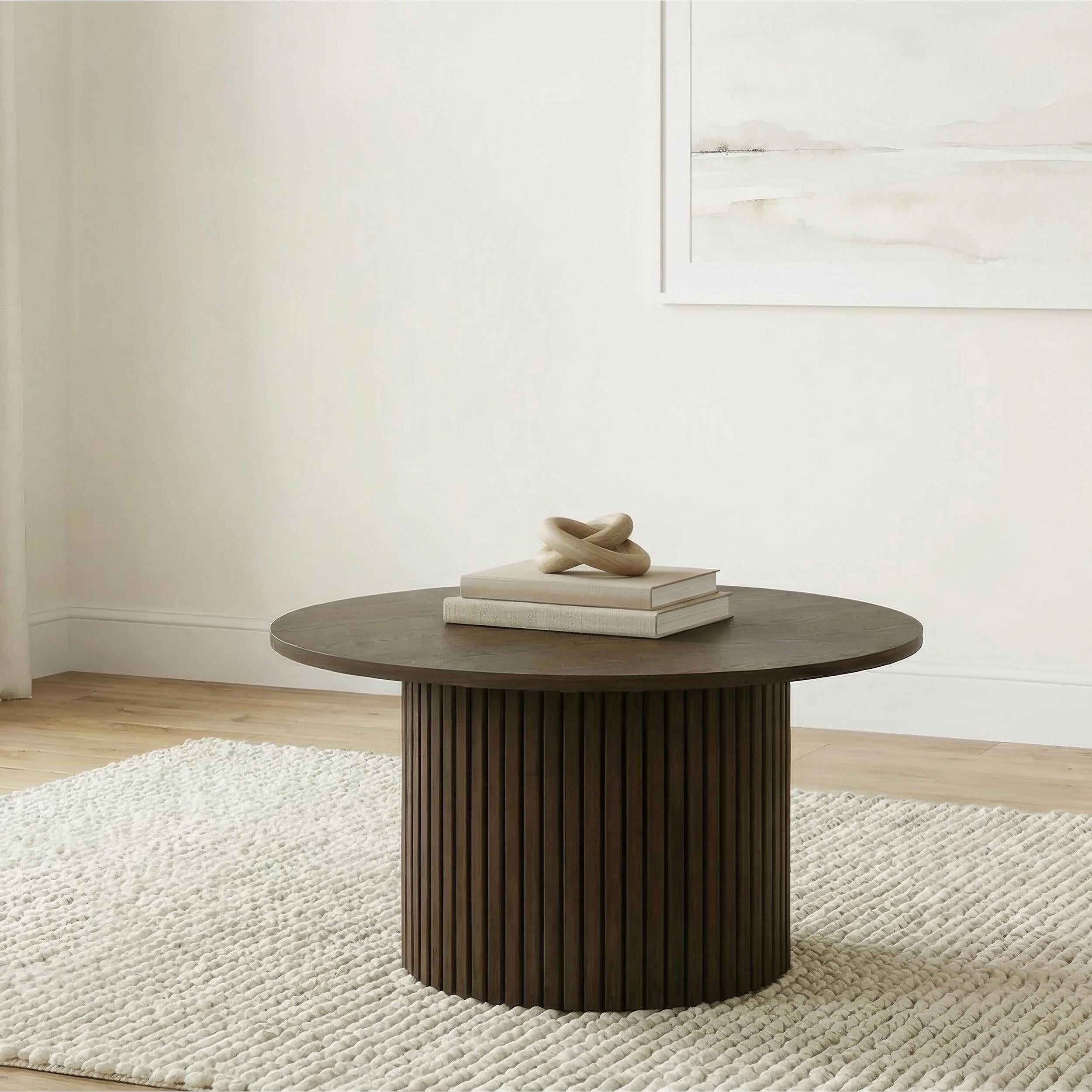  Coaster Furniture Hamlyn 706518 Round Fluted Occasional Coffee Table - Walnut IMAGE 3