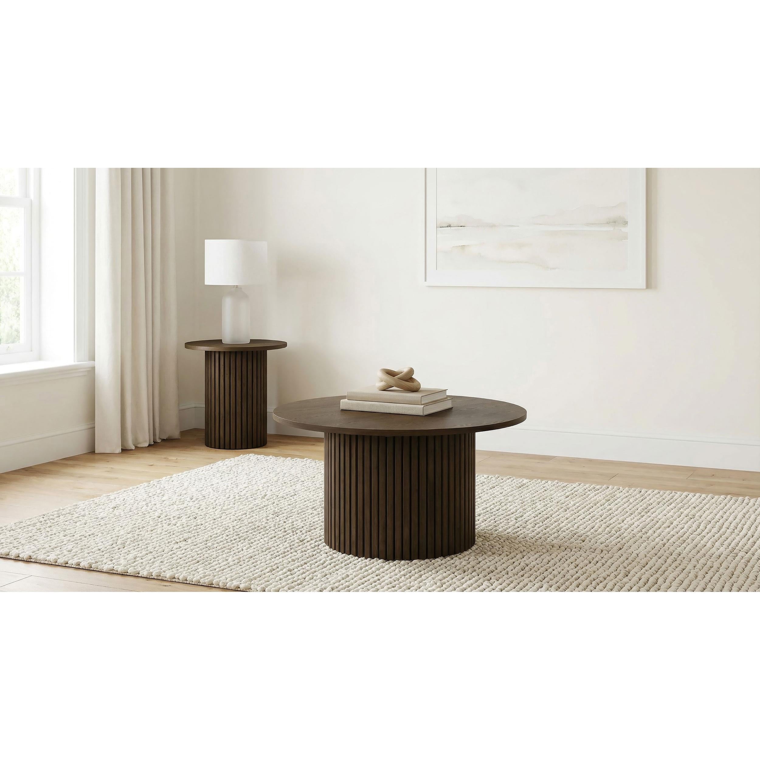  Coaster Furniture Hamlyn 706518 Round Fluted Occasional Coffee Table - Walnut IMAGE 8