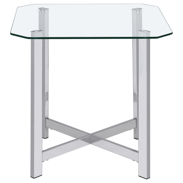 Coaster Furniture Cronin 706567 Square Tempered Glass Top End Table - Chrome