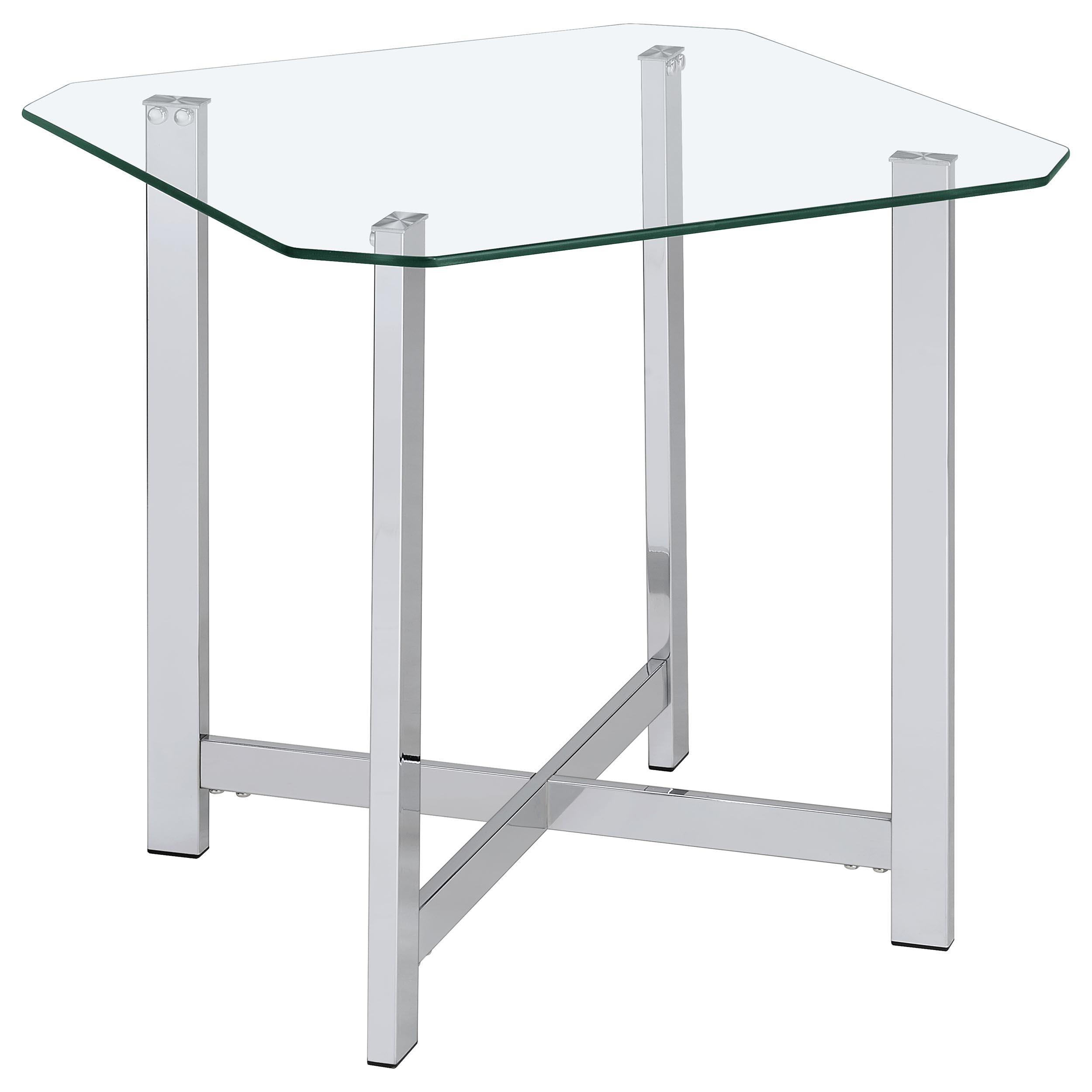  Coaster Furniture Cronin 706567 Square Tempered Glass Top End Table - Chrome IMAGE 2