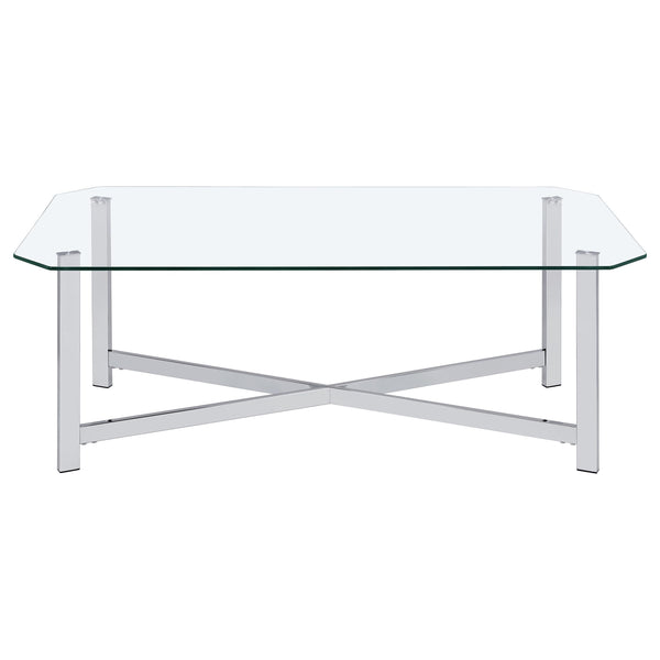 Coaster Furniture Cronin 706568 Rectangular Tempered Glass Top Coffee Table - Chrome