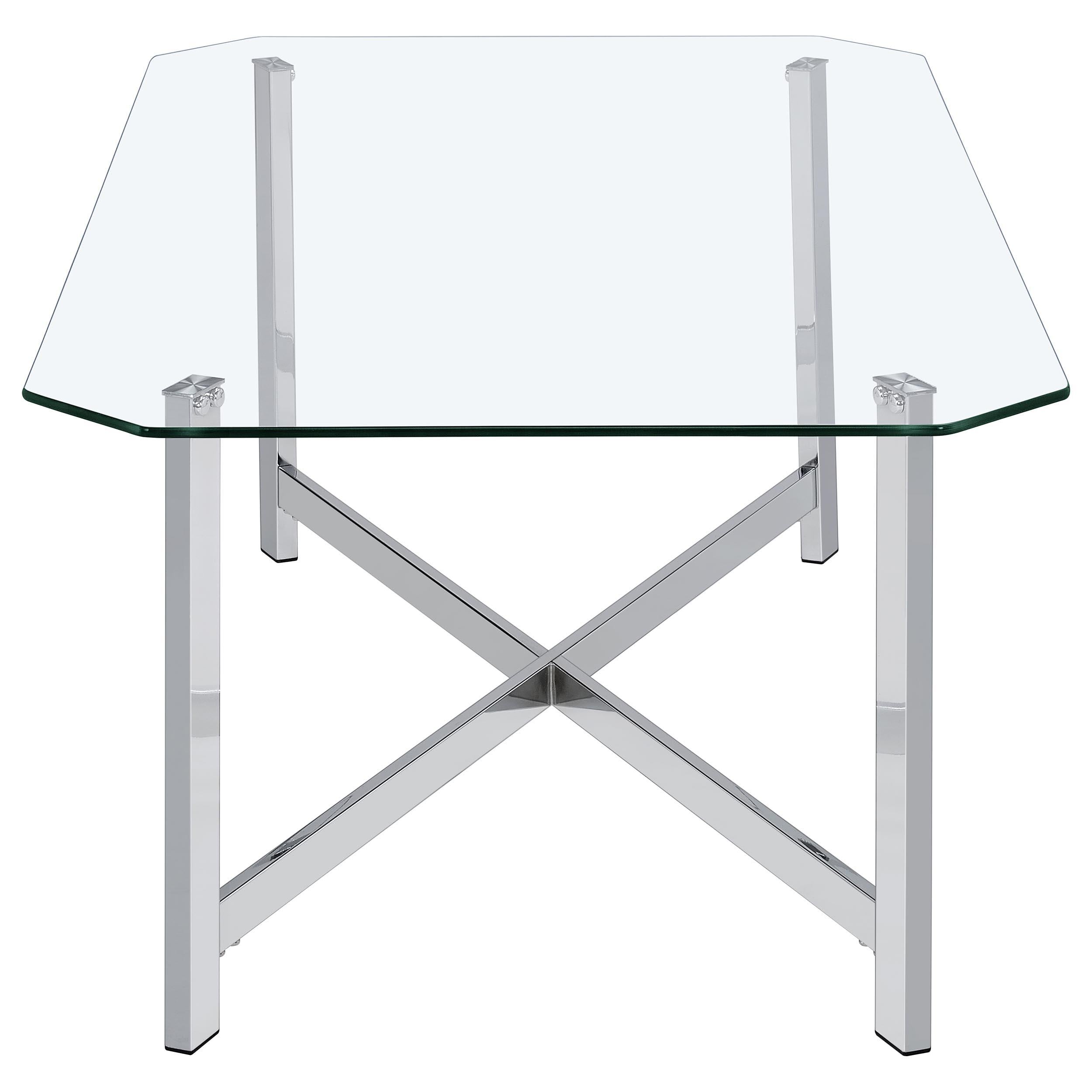  Coaster Furniture Cronin 706568 Rectangular Tempered Glass Top Coffee Table - Chrome IMAGE 4
