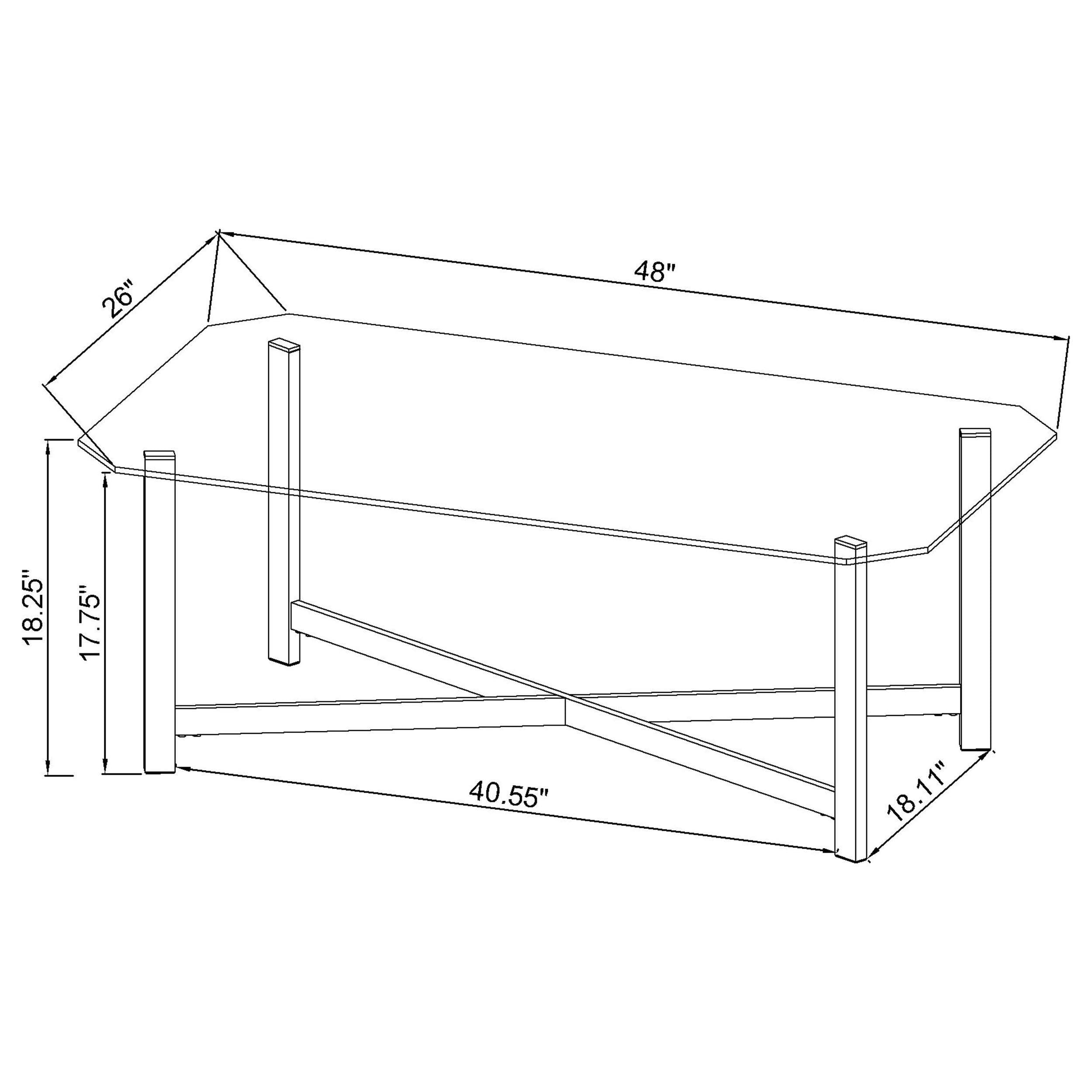  Coaster Furniture Cronin 706568 Rectangular Tempered Glass Top Coffee Table - Chrome IMAGE 6