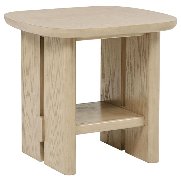Coaster Furniture Kailani 706587 Coastal Square Side Table with Shelf - Beige Oak