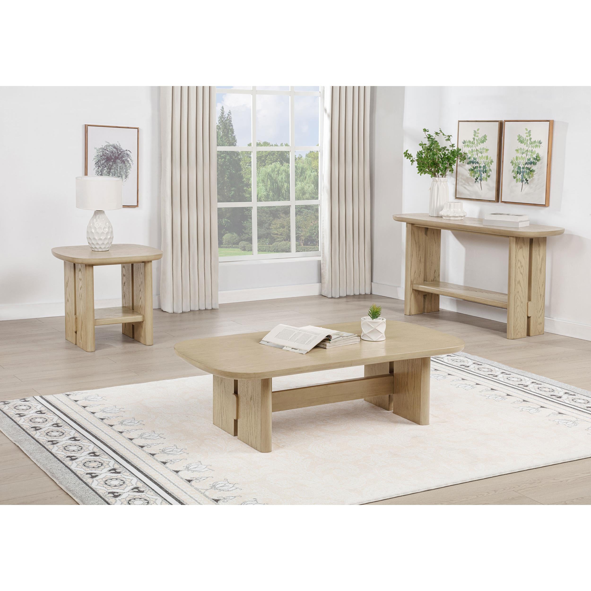 Coaster Furniture Kailani 706587 Coastal Square Side Table with Shelf - Beige Oak IMAGE 8
