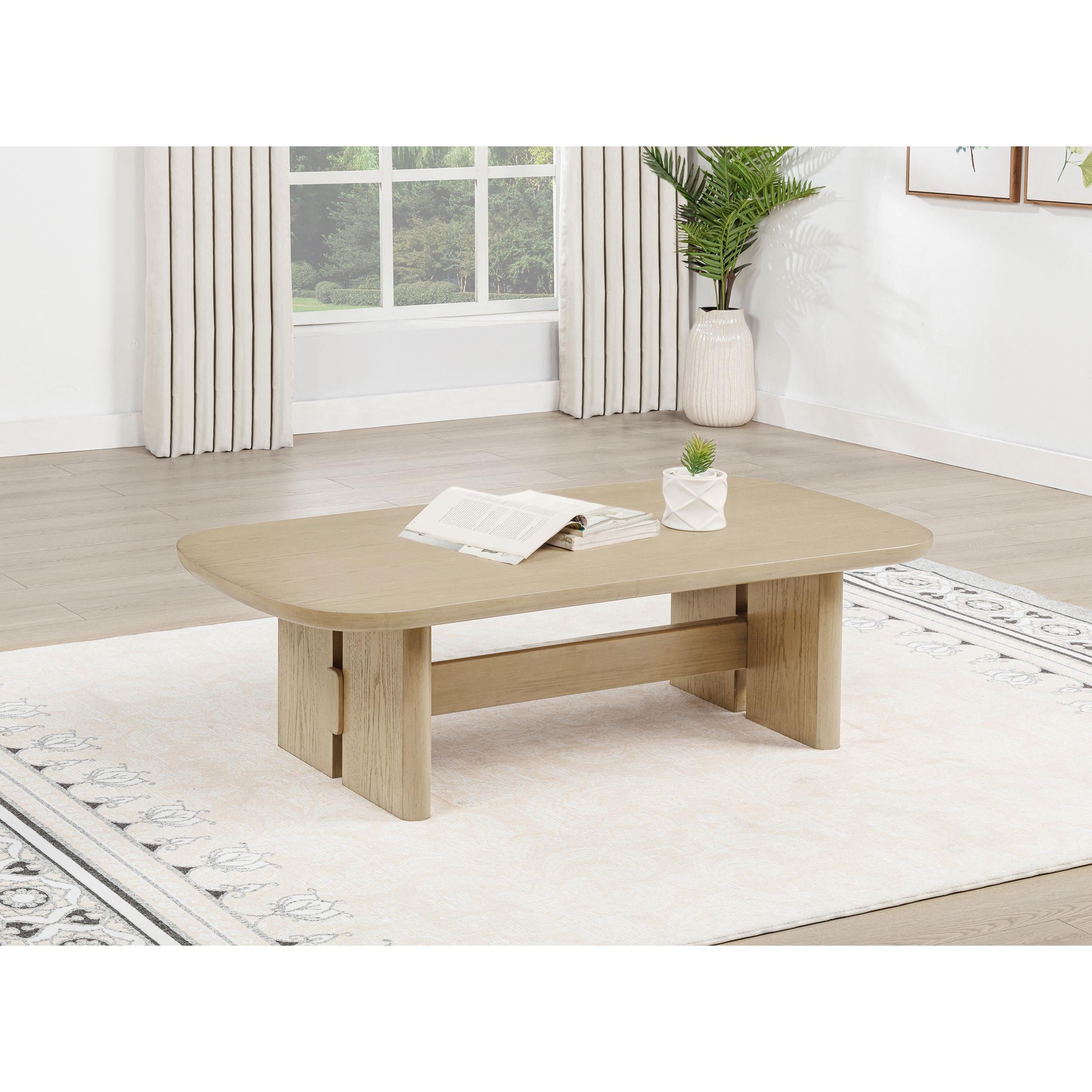  Coaster Furniture Kailani 706588 Coastal Rectangular Coffee Table - Beige Oak IMAGE 4