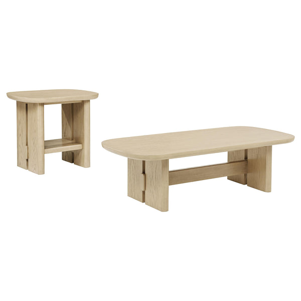 Coaster Furniture Kailani 706588-S2 2-piece Coastal Coffee and End Table Set - Beige Oak