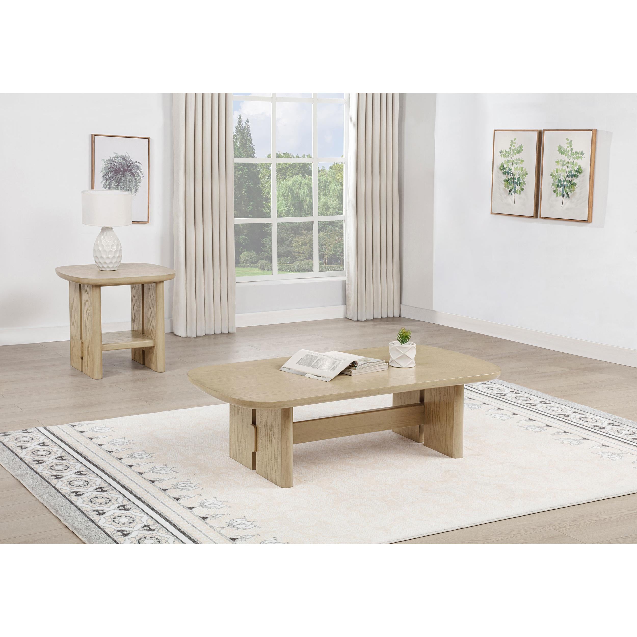  Coaster Furniture Kailani 706588-S2 2-piece Coastal Coffee and End Table Set - Beige Oak IMAGE 2
