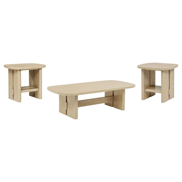 Coaster Furniture Kailani 706588-S3 3-piece Coastal Coffee and End Table Set - Beige Oak