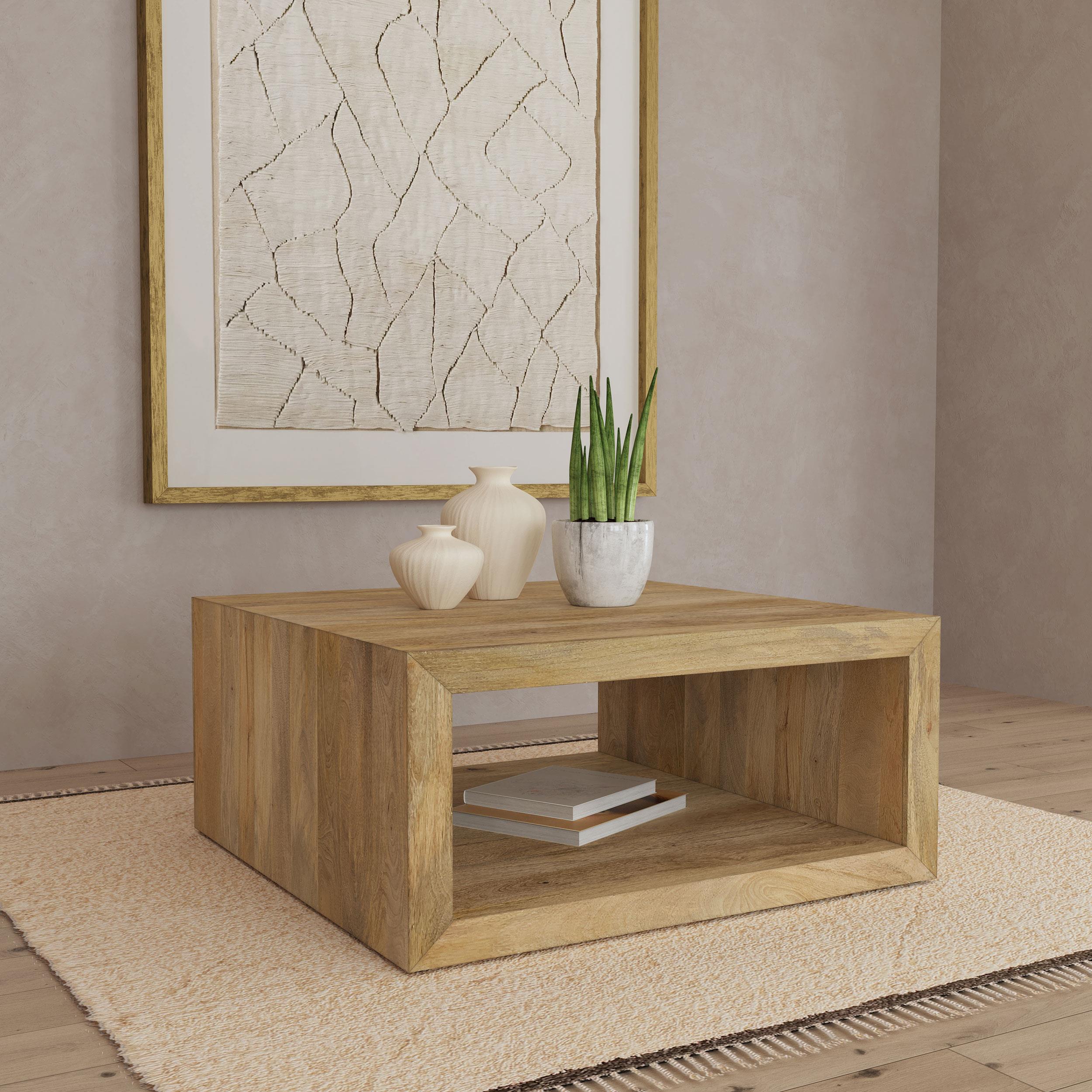  Coaster Furniture Benton 706838 Square Solid Mango Wood Coffee Table - Natural IMAGE 6