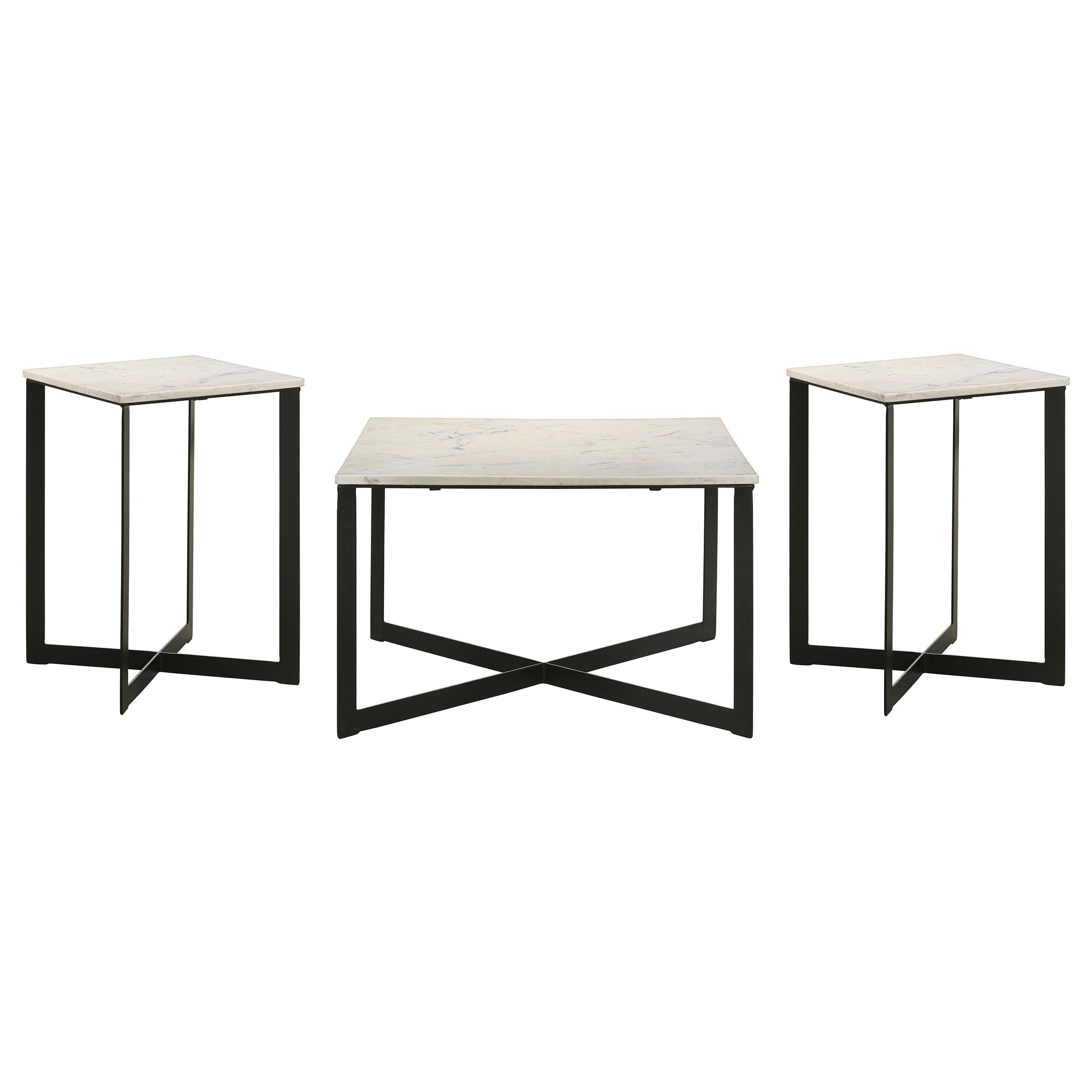  Coaster Furniture Tobin 707698-S3 3-piece Marble Top Coffee and End Table Set - White IMAGE 1