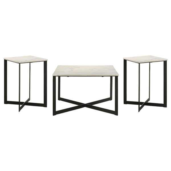 Coaster Furniture Tobin 707698-S3 3-piece Marble Top Coffee and End Table Set - White