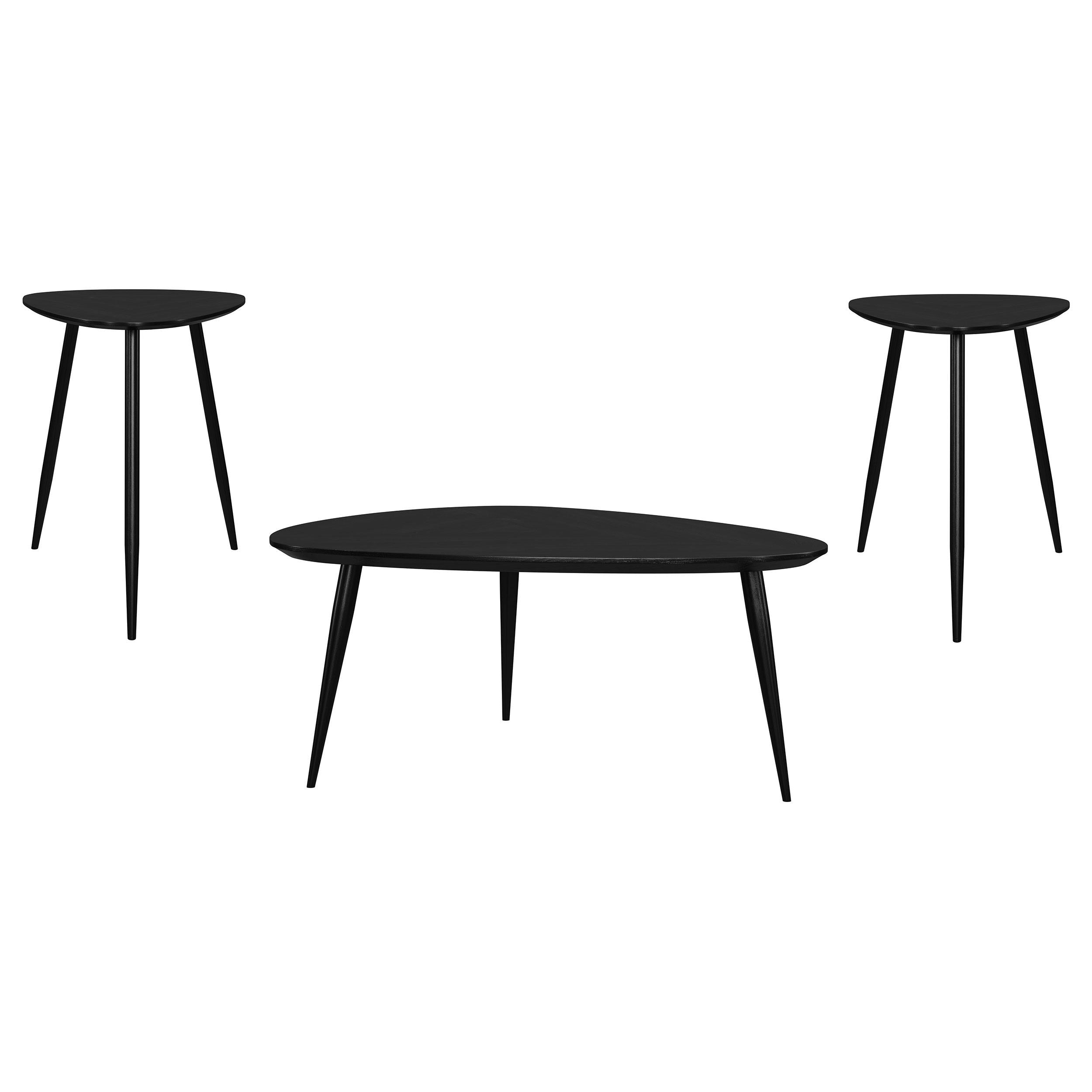  Coaster Furniture Odessa 707918-S3 3-piece Triangular Coffee and End Table Set - Black IMAGE 1