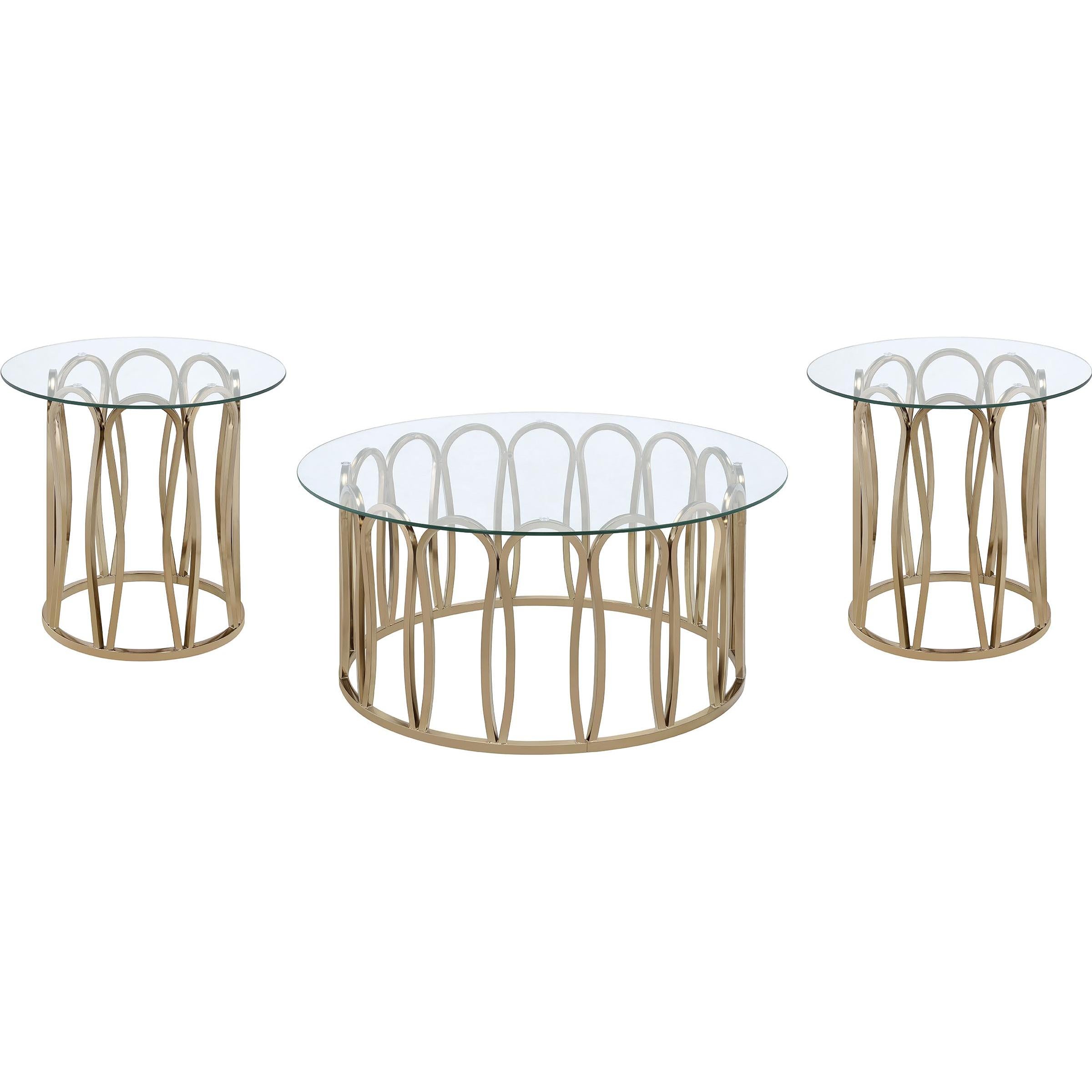  Coaster Furniture Monett 708058-S3 3-piece Coffee and End Table Set - Chocolate Chrome IMAGE 1