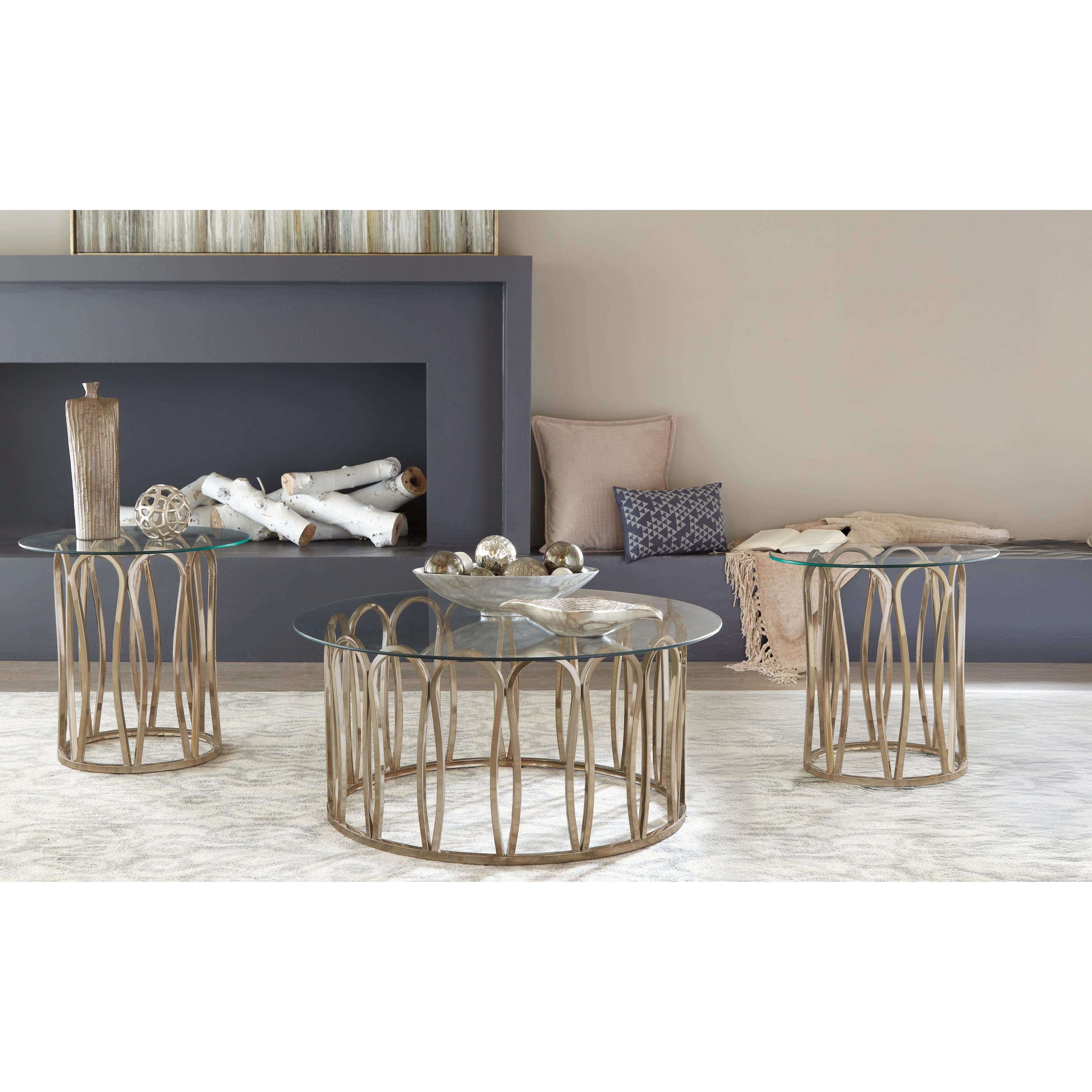  Coaster Furniture Monett 708058-S3 3-piece Coffee and End Table Set - Chocolate Chrome IMAGE 2