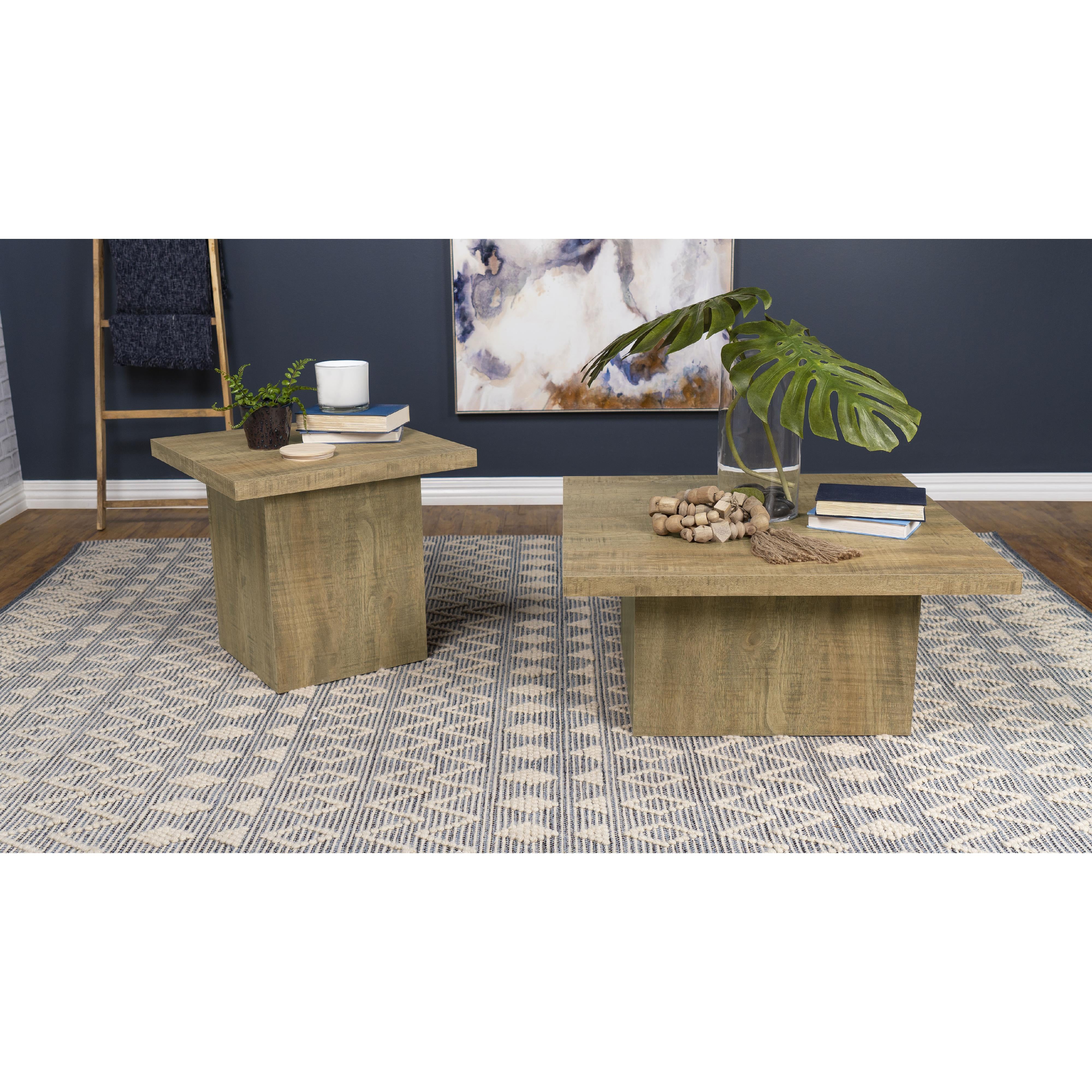  Coaster Furniture Devar 708068-S2 2-piece Square Coffee and End Table Set - Mango IMAGE 2