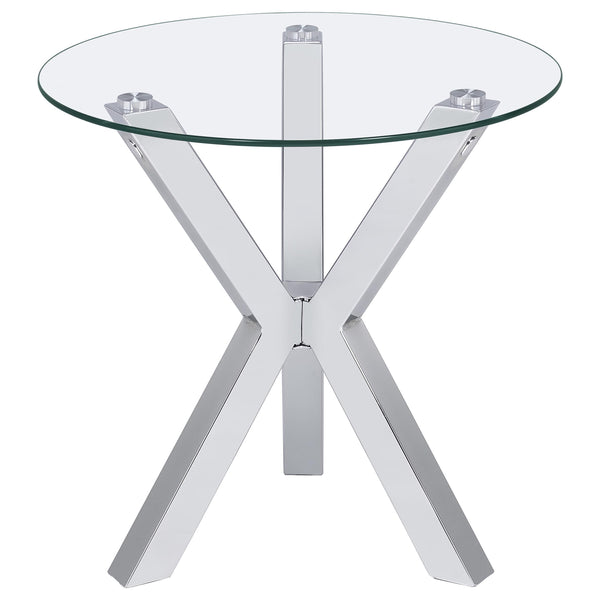 Coaster Furniture Kenzie 708127 Round Tempered Glass Top Side Table - Chrome